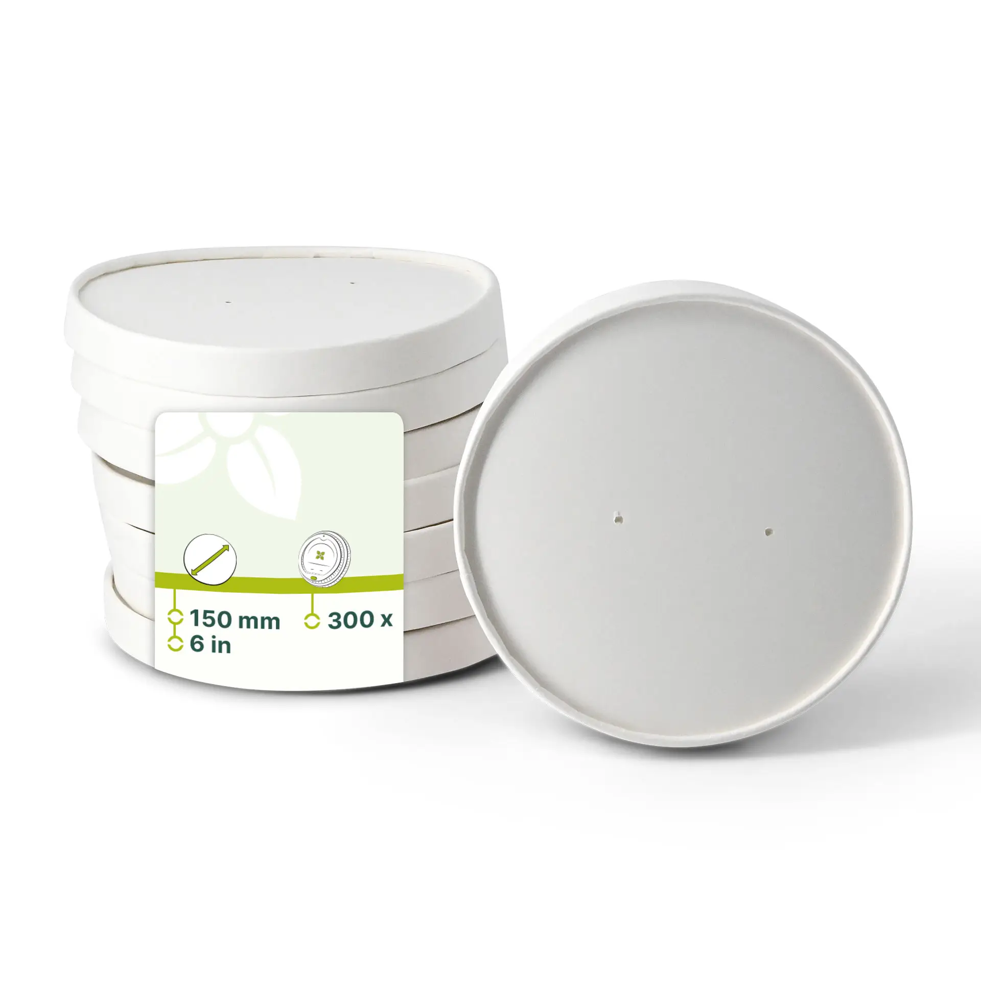 Karton-Membran-Deckel (bio-beschichtet) Ø 150 mm, weiss Karton-Membran-Deckel (bio-beschichtet) Ø 150 mm, weiss