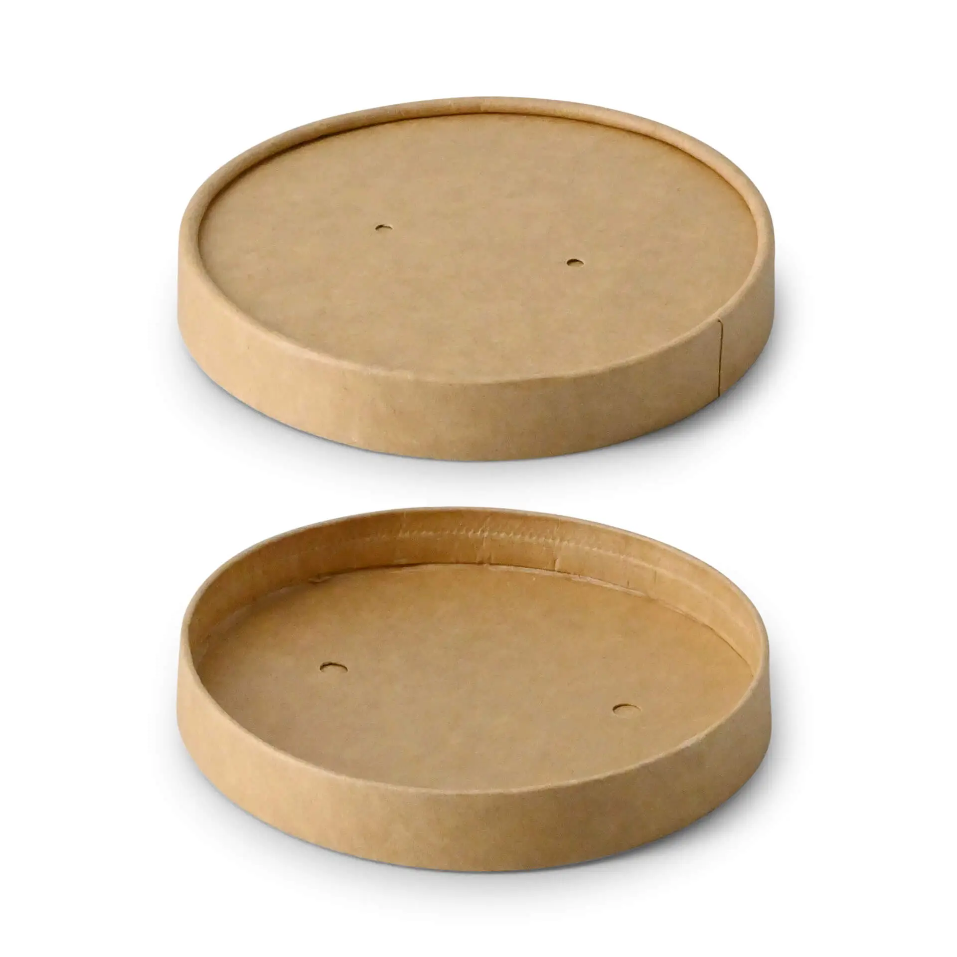 Pappdeckel mit Membran (beschichtet) Ø 95 mm, braun (für Suppenbecher) Pappdeckel mit Membran (beschichtet) Ø 95 mm, braun (für Suppenbecher)