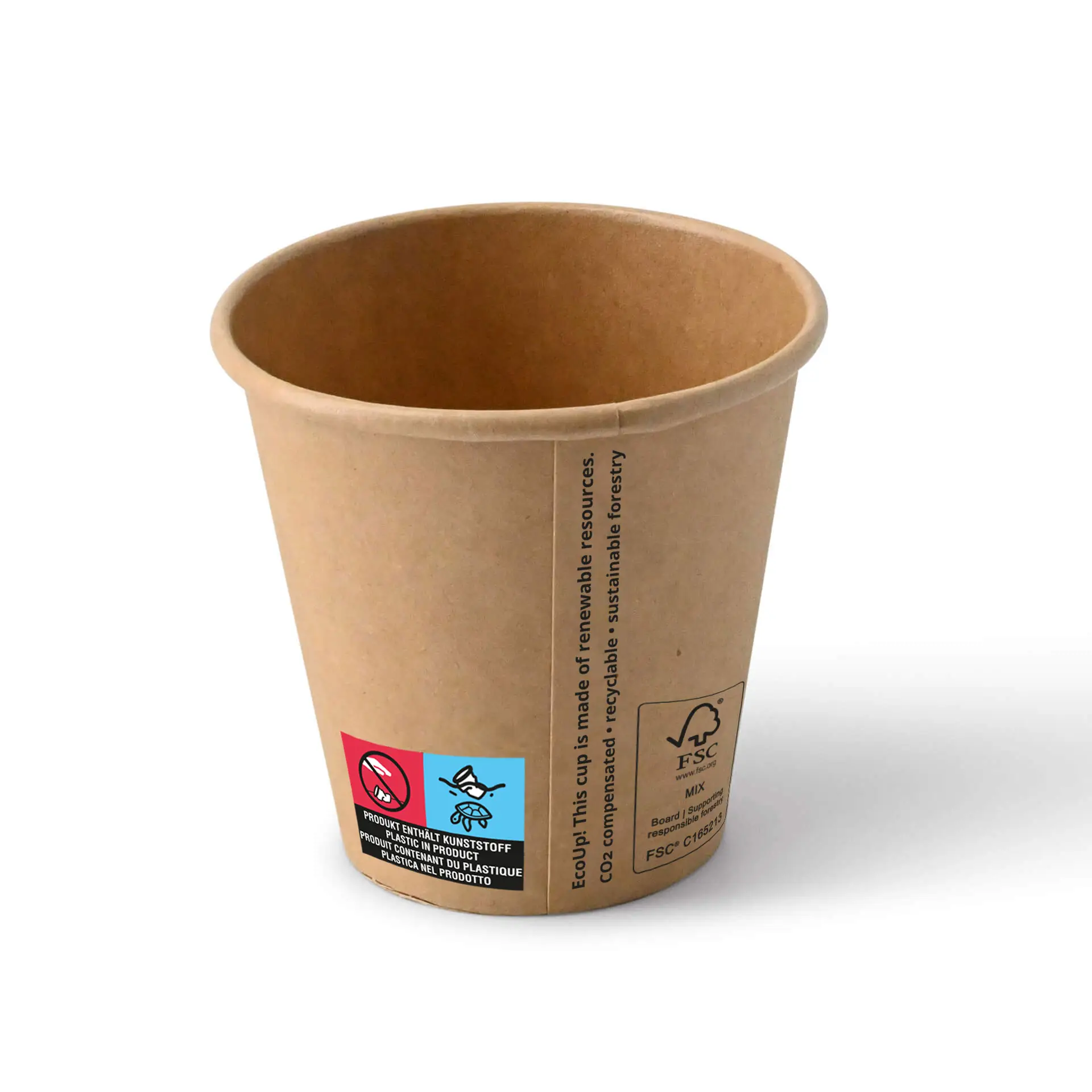 Pappbecher (beschichtet) 150 ml / 6 oz, Ø 80 mm, braun Pappbecher (beschichtet) 150 ml / 6 oz, Ø 80 mm, braun