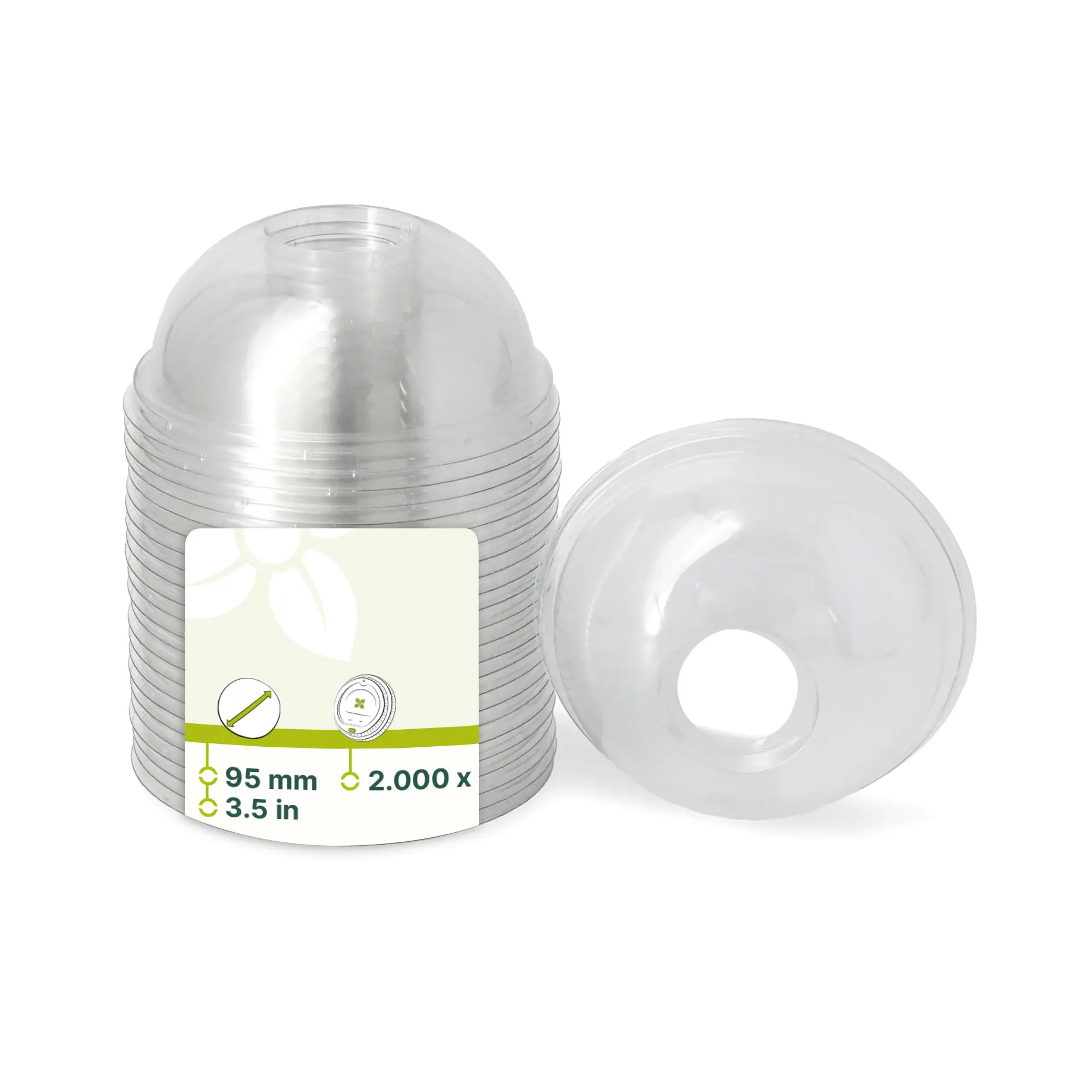 Couvercle dôme en rPET Ø 95 mm, passage pour paille dcd00140-rpet-domdeckel-95-mm-halmloch