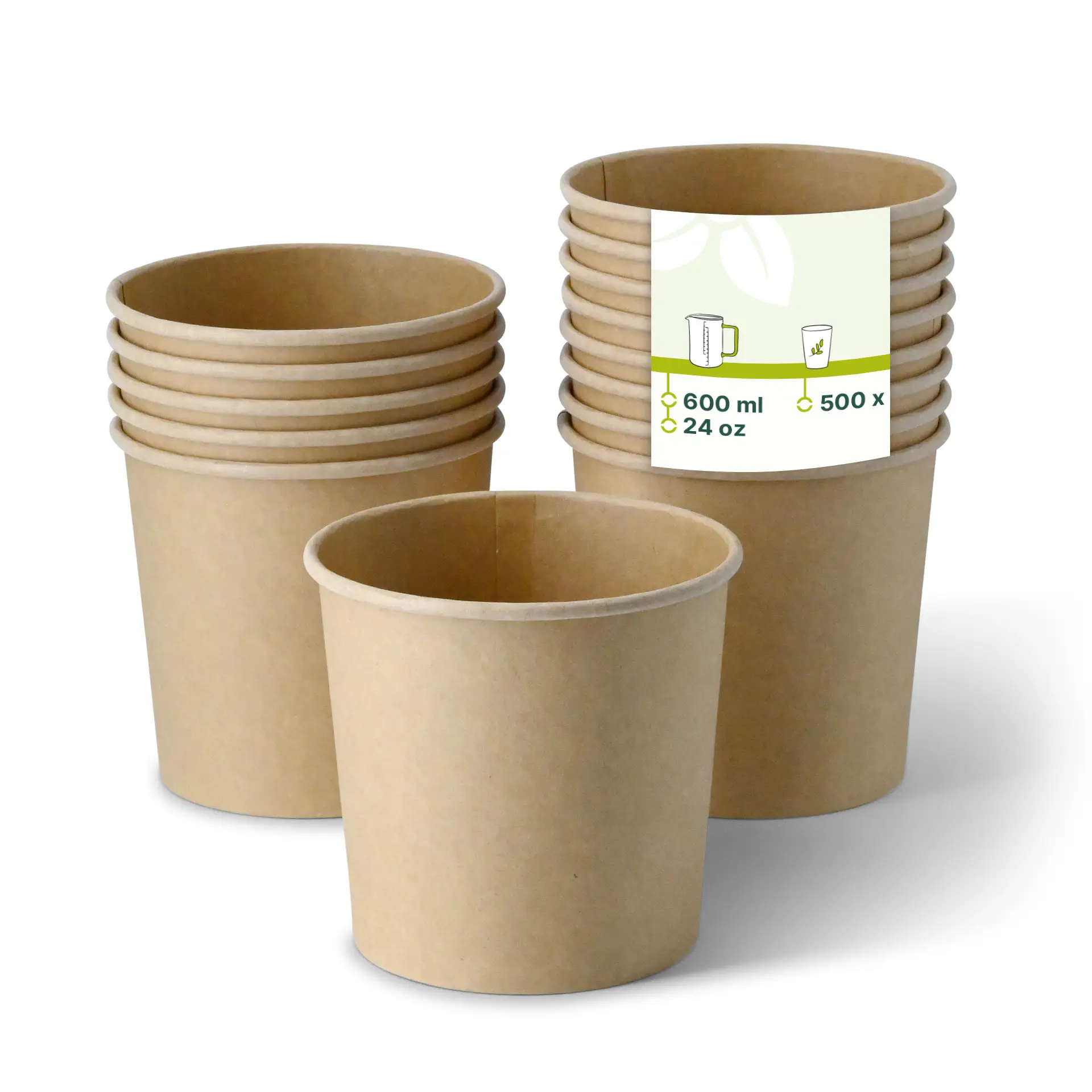 Suppenbecher to go aus Karton (bio-beschichtet) 600 ml / 24 oz, Ø 115 mm, braun