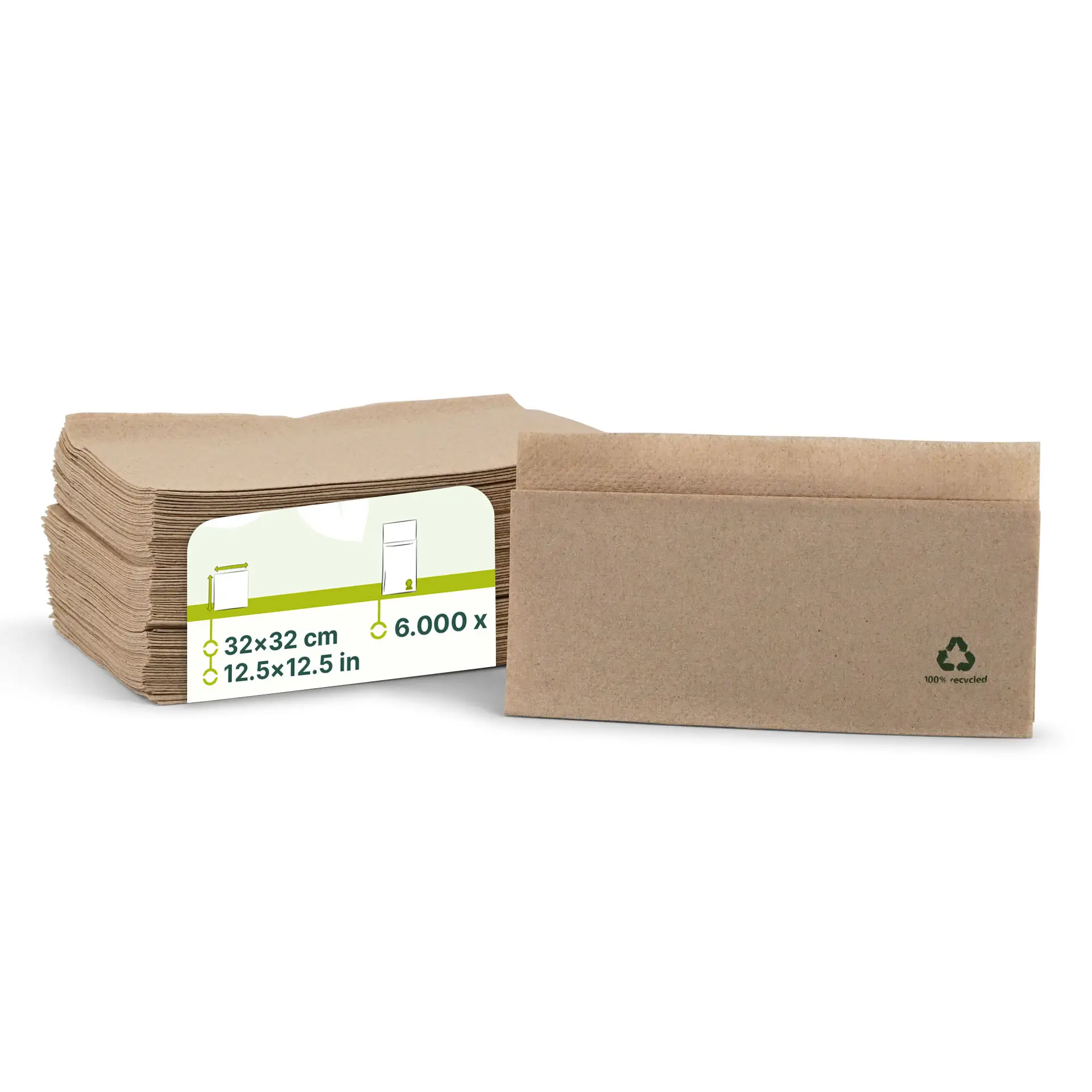 Serviette en papier recyclé écru, 1 couche, 1/8 pliage, 32x32 cm dse02805-servietten-aus-recyceltem-papier-32-x-32-cm-1-lagig-18-falz-ungebleicht