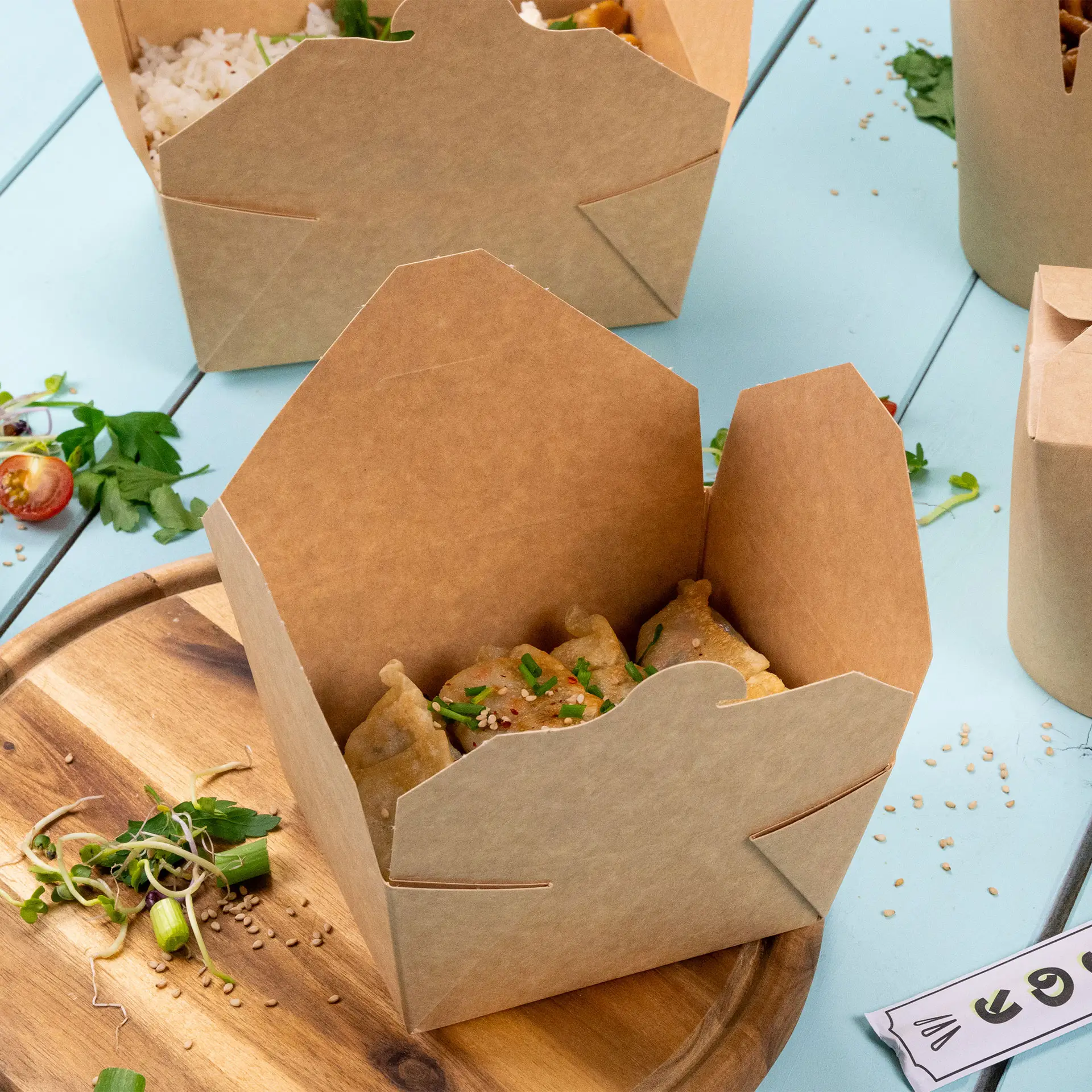 Take-away Boxen aus Karton 600 ml, braun