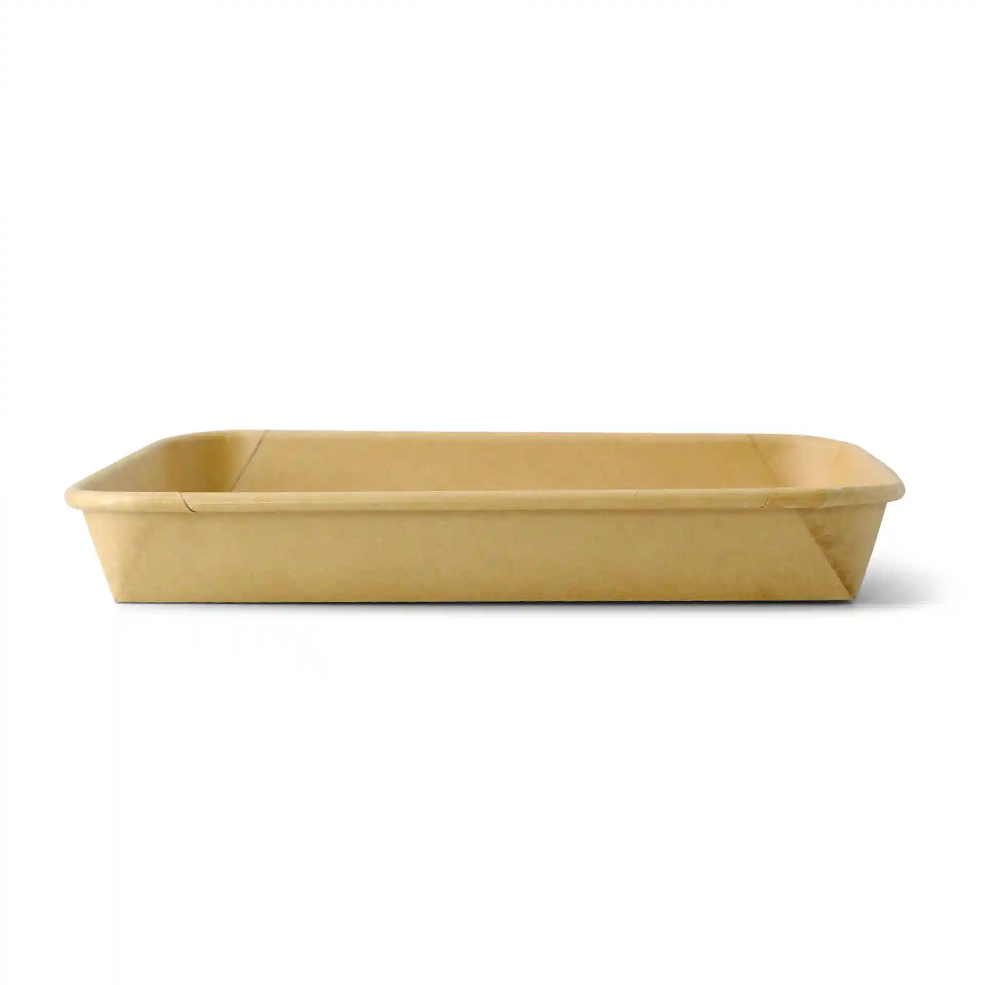 Braune Sushi-Box in rechteckiger Form, 18,5 x 13 x 2,5 cm groß, mit abgerundeten Kanten.