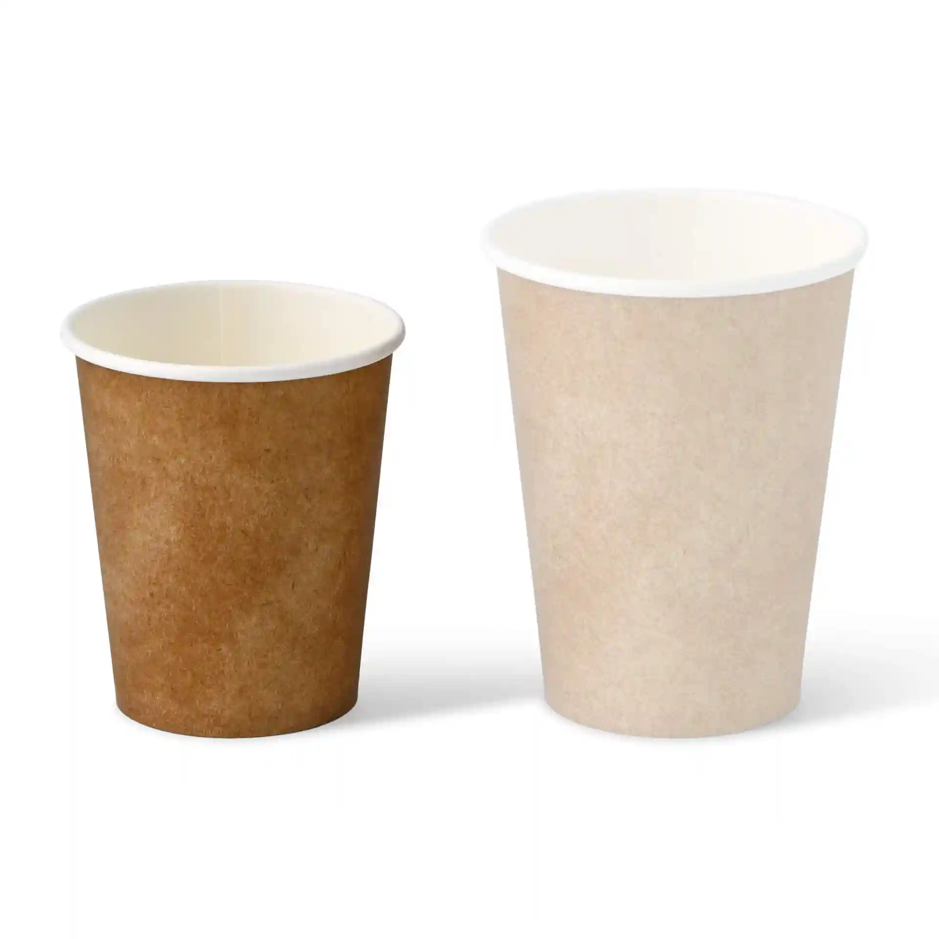 Pappbecher 200 ml / 8 oz, Ø 80 mm, einwandig, braun / innen weiss, PLA-beschichtet