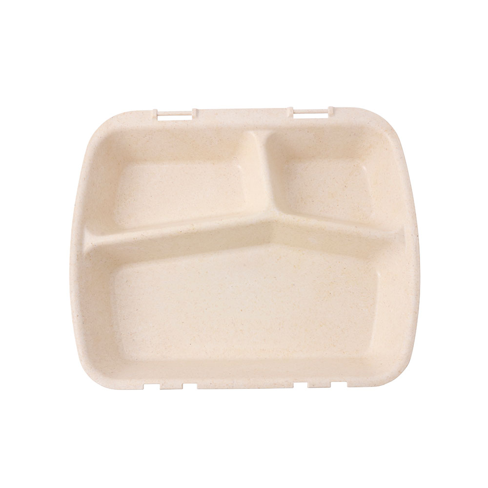 Mehrweg-Menü-Behälter "Häppy Box" 24,5 x 20 x 4,5 cm, 3 Kammern, HP4/3, Cashew / creme-weiß