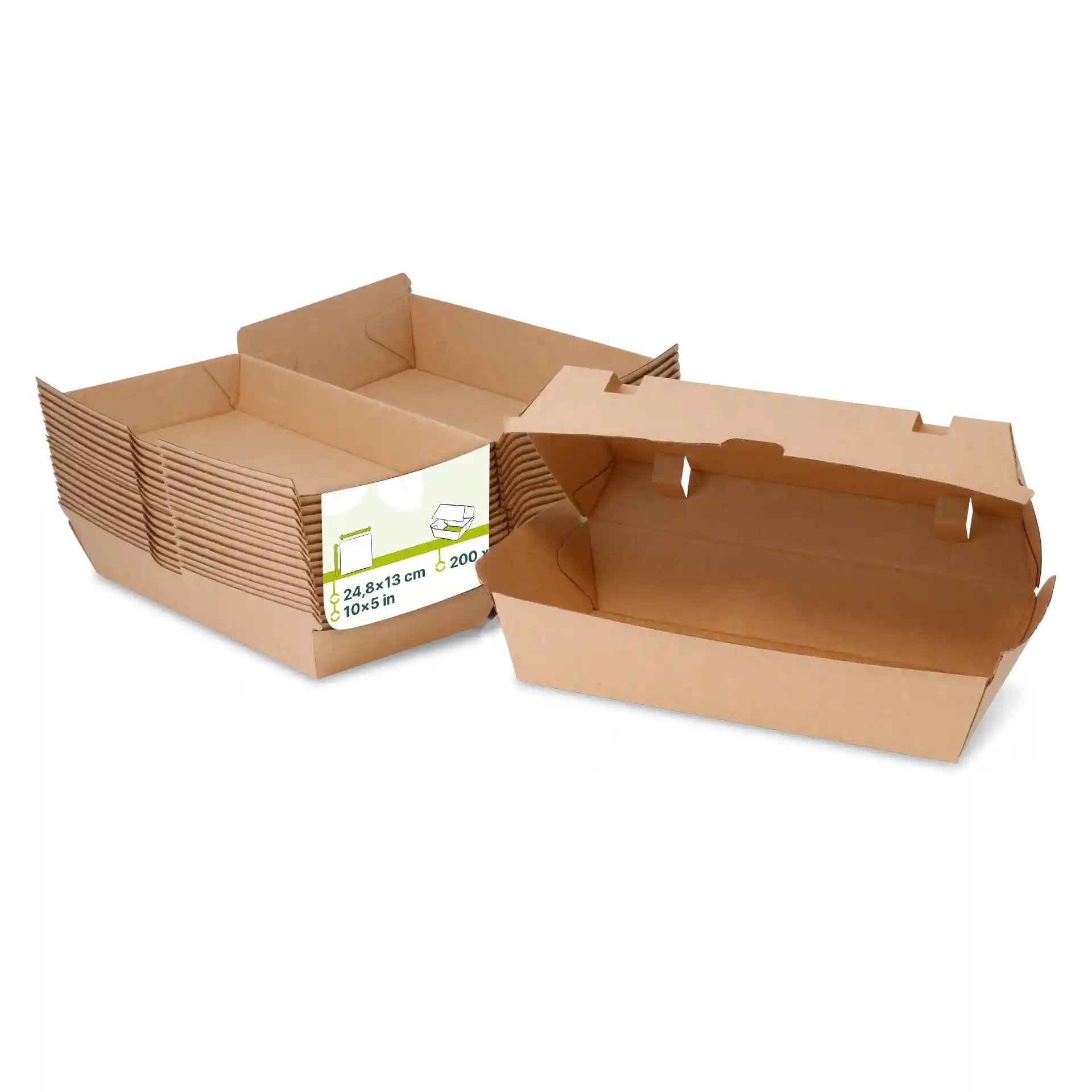 Boite à sandwich en carton kraft brun, 24,8 x 13 x 7,5 cm