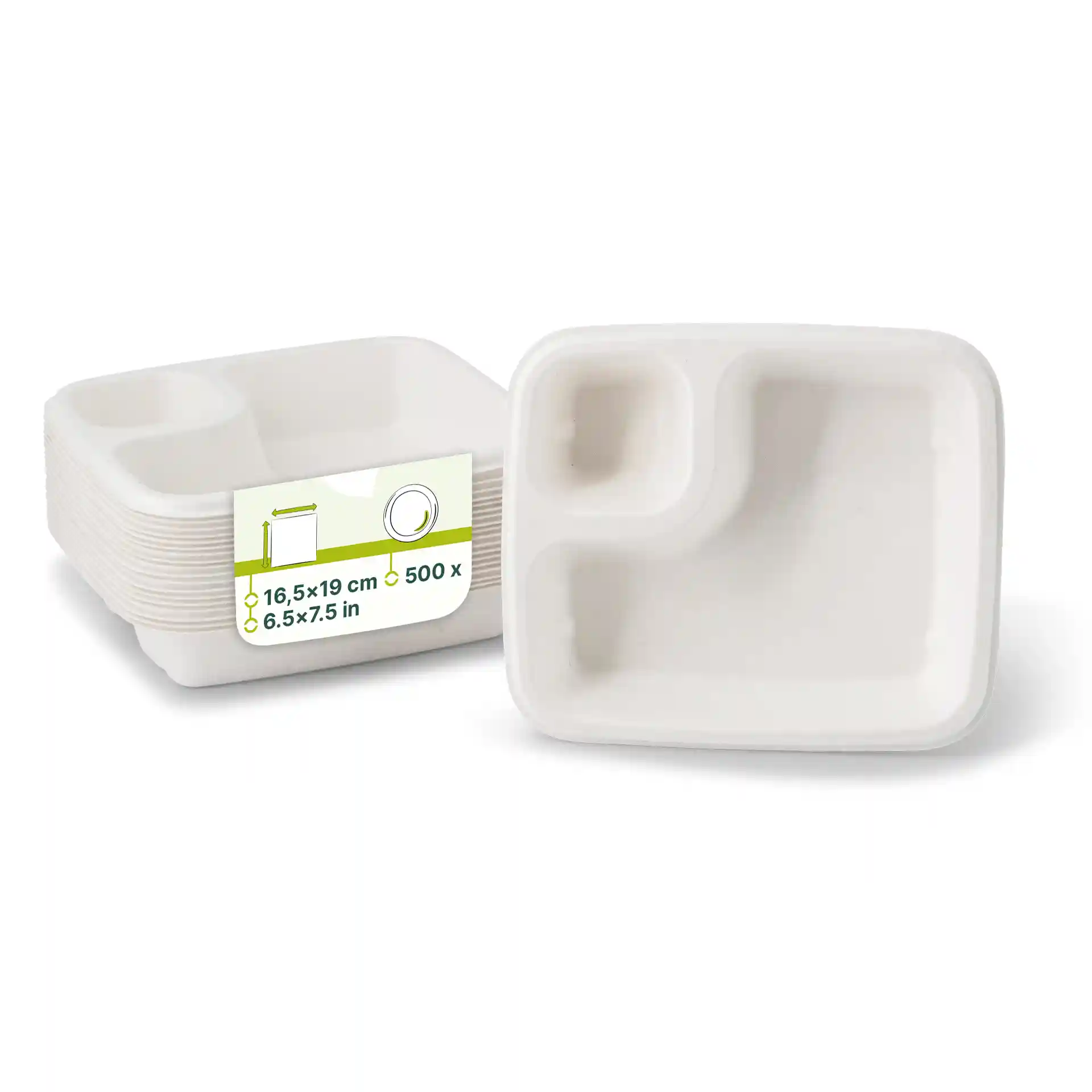 Assiette à dip en canne à sucre, 16,5 cm x 19 cm, rectangulaire