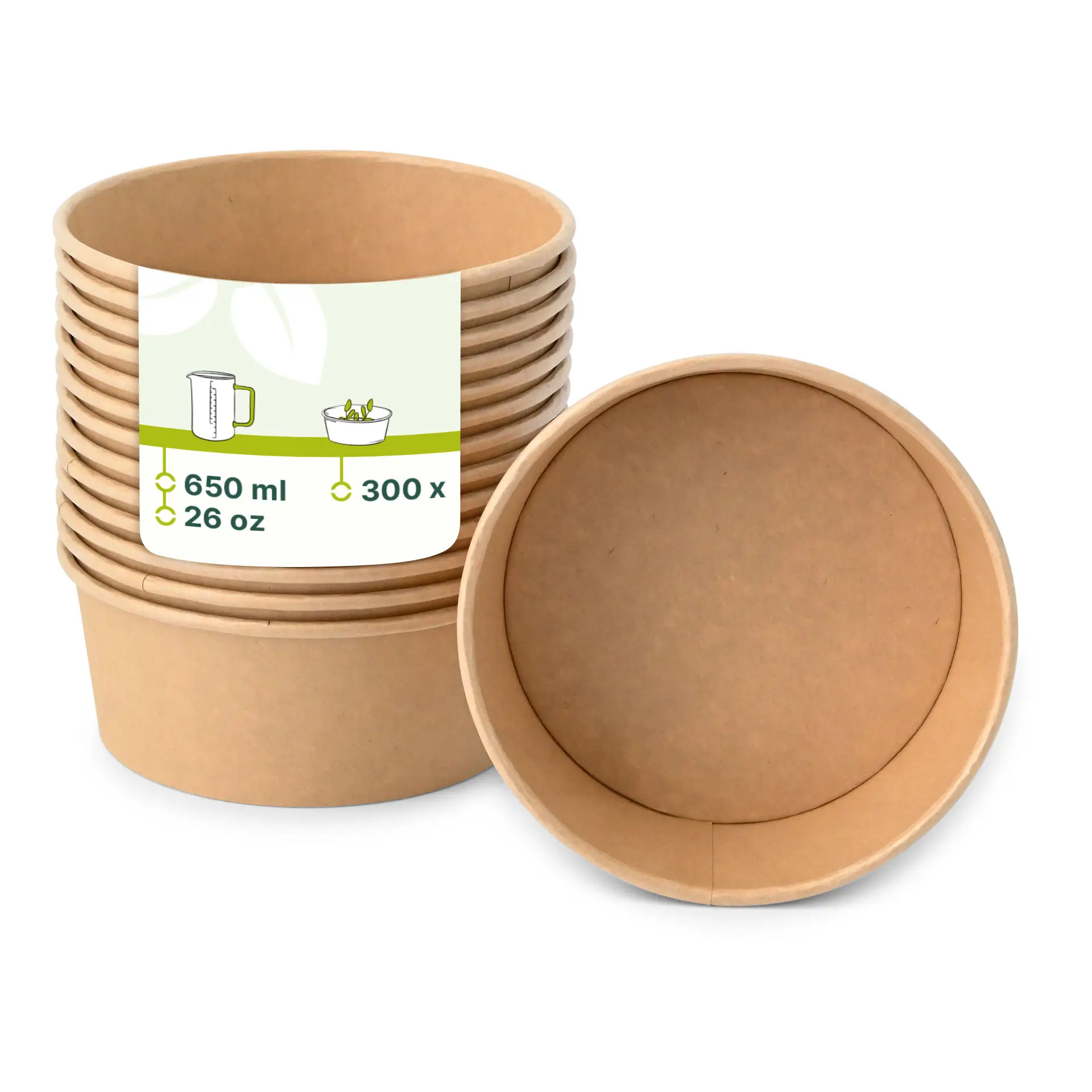 Kartonschalen (beschichtet) / Salatschalen 650 ml, Ø 150 mm, braun, rund (800 ml max. Volumen) Kartonschalen (beschichtet) / Salatschalen 650 ml, Ø 150 mm, braun, rund (800 ml max. Volumen)