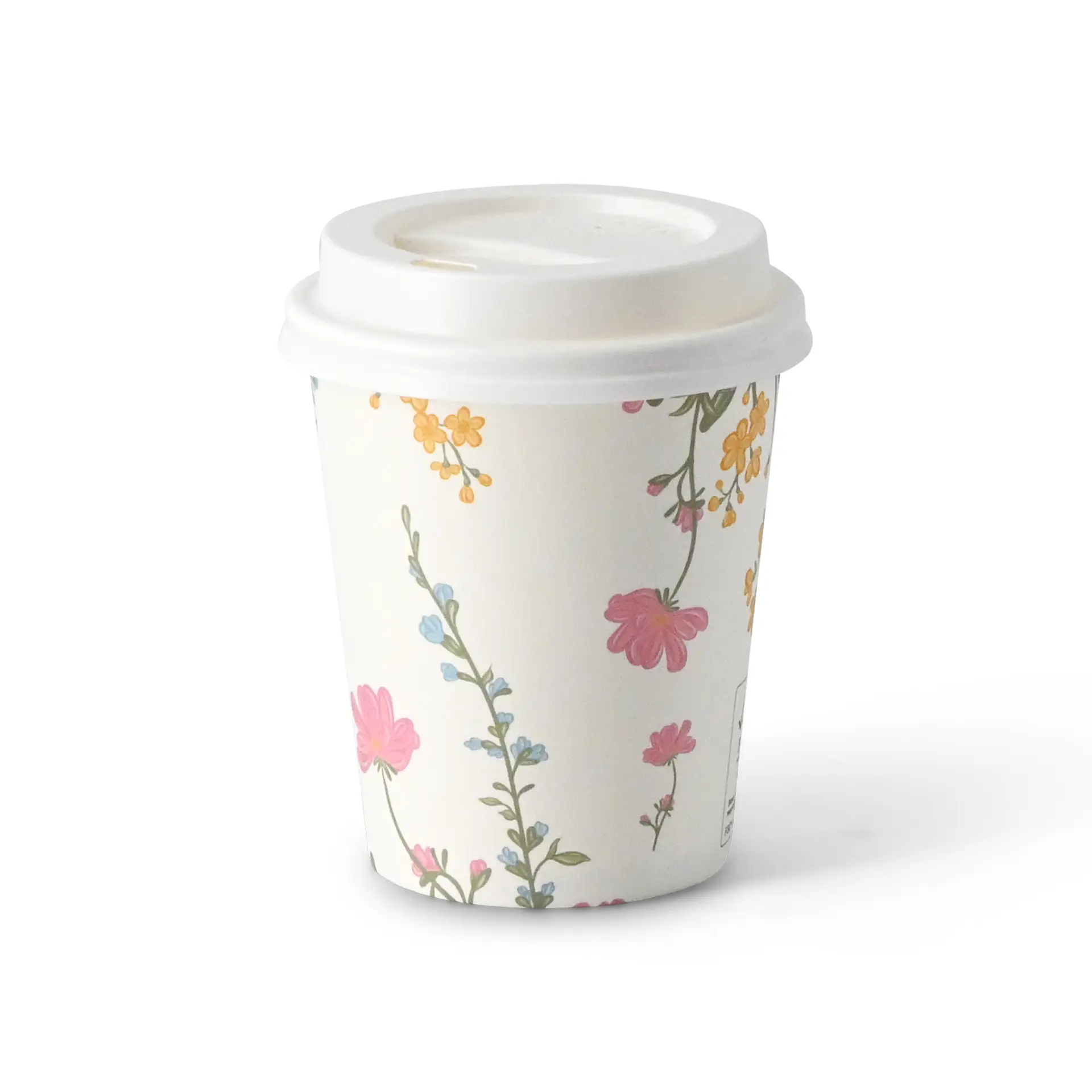 Gobelet en carton imprimé "Printemps" 200 ml / 8 oz, Ø 80 mm, blanc
