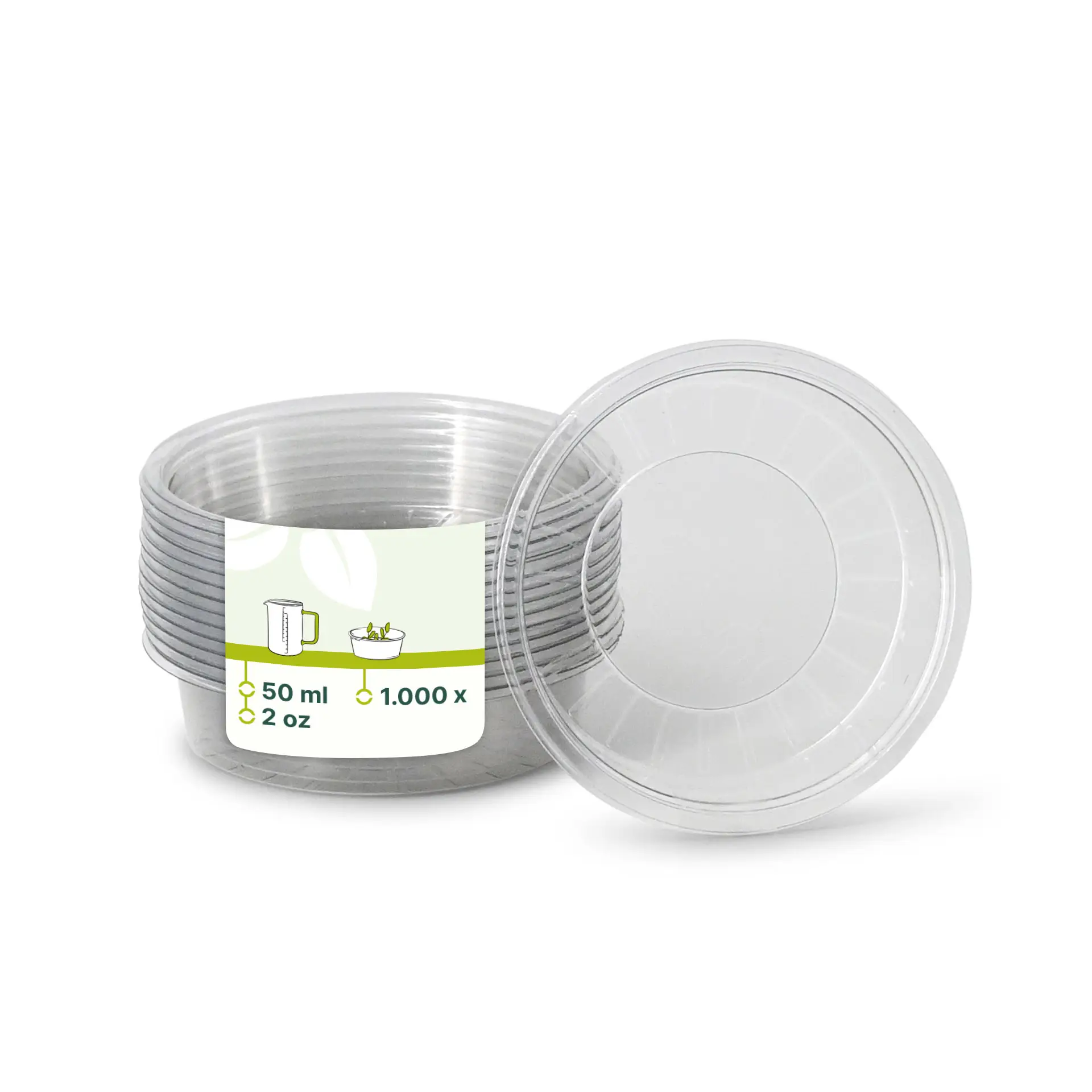 Pot à portions en rPET 50 ml, Ø 75 mm, transparent