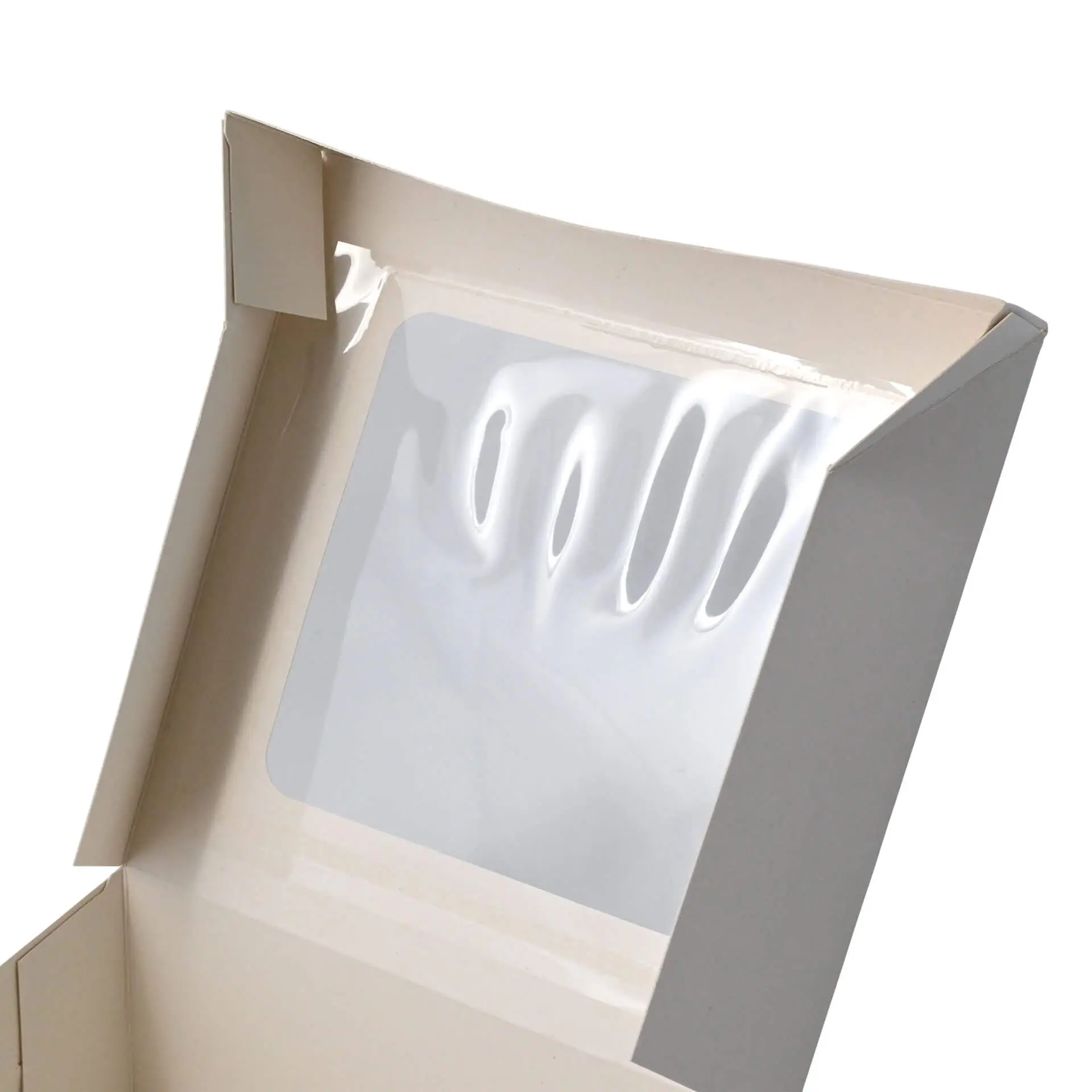 Patisserie Verpackungen 18 x 18 x 7,5 cm, Zellulose-Fenster, weiss