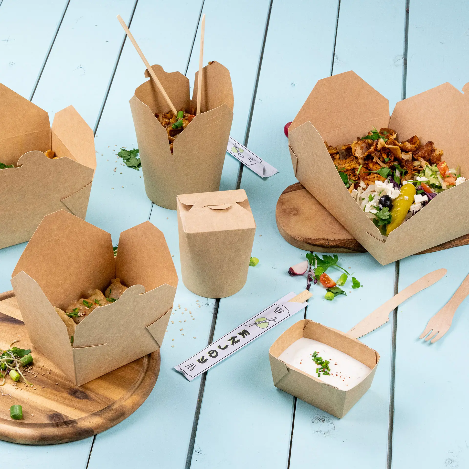 Take-away Boxen aus Karton 1100 ml, braun