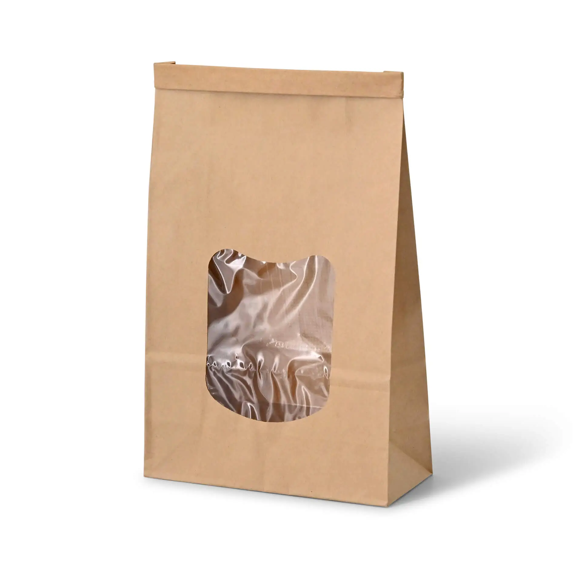 Sac SOS kraft brun L, fenêtre PP et fermeture, 15,5 x 7 x 24 cm dre02750-blockbeutel-m-fenster-l-155-x-7-x-24-cm-pp-folie-braun-clipband-kraftpapier-1