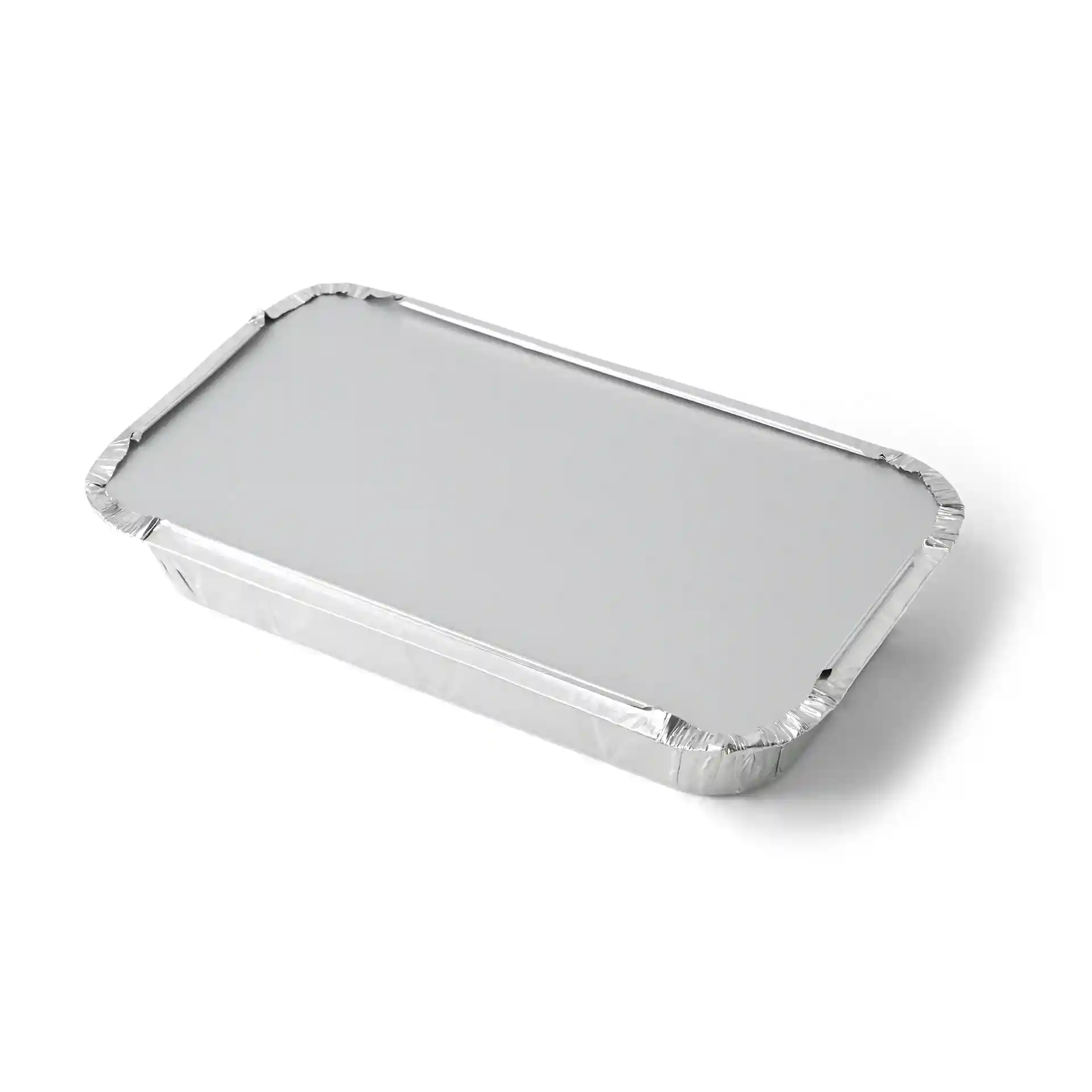 Aluminium-Kartondeckel für einen 650 ml rechteckigen Aluminiumbehälter, 216 mm x 125 mm groß.