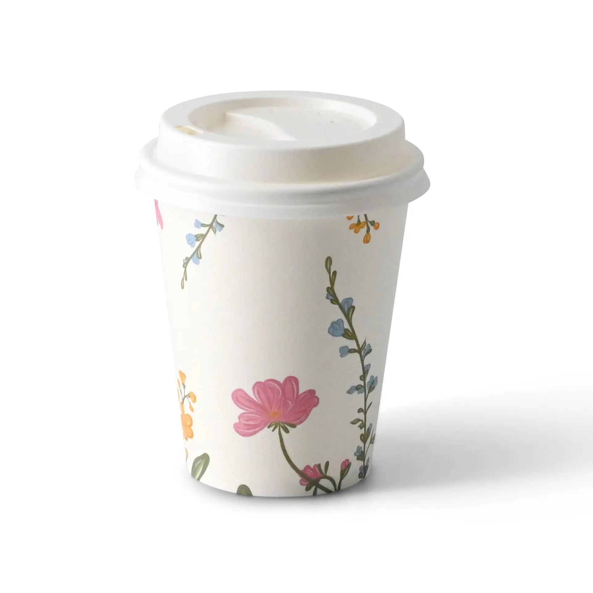 Pappbecher bedruckt "Frühling" (beschichtet) 200 ml / 8 oz, Ø 80 mm, weiss