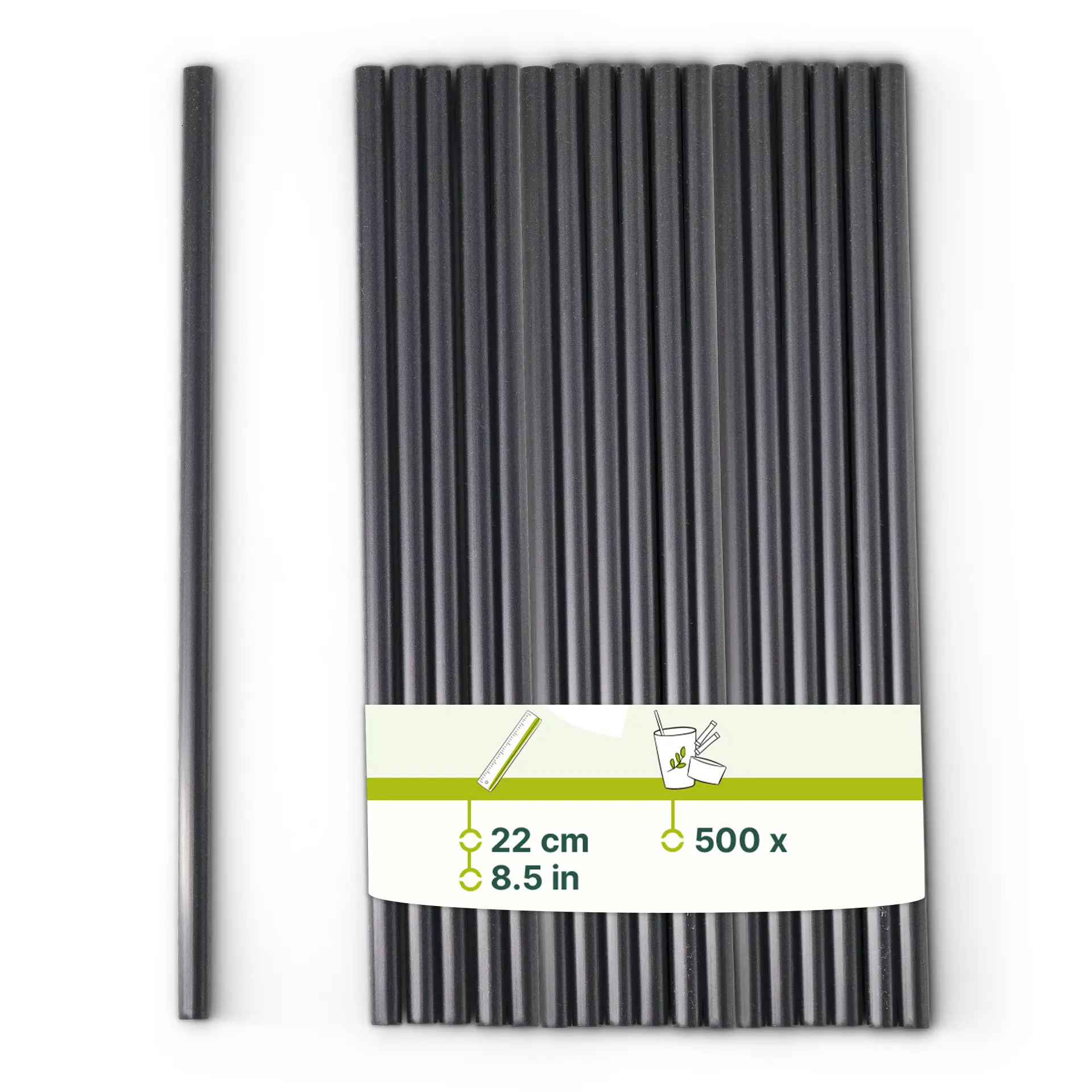 Pailles réutilisables 22 cm, Ø 0,7 cm, noires