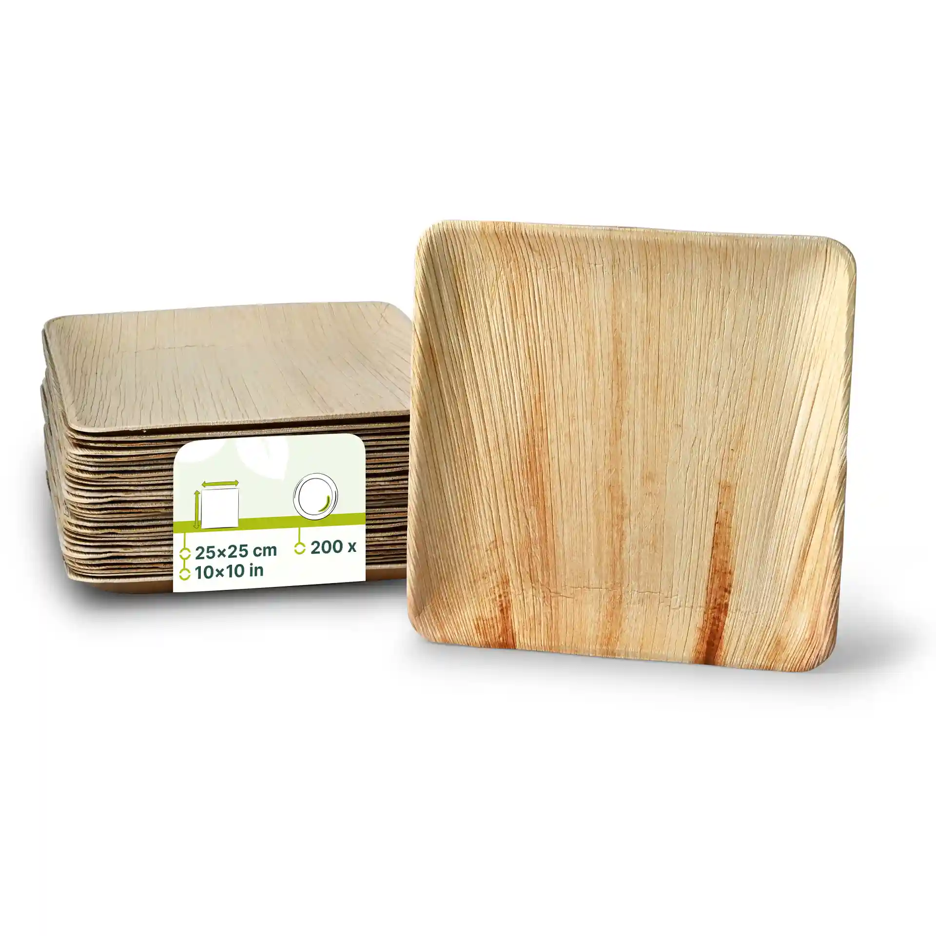 Assiette en feuille de palmier "Palmware®", affiné, 25 x 25 cm