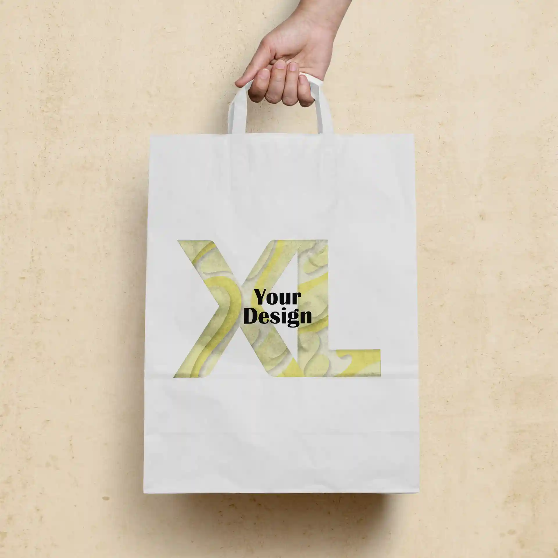Sacs en papier personnalisés, blancs, XL - 32 x 12 x 40 cm