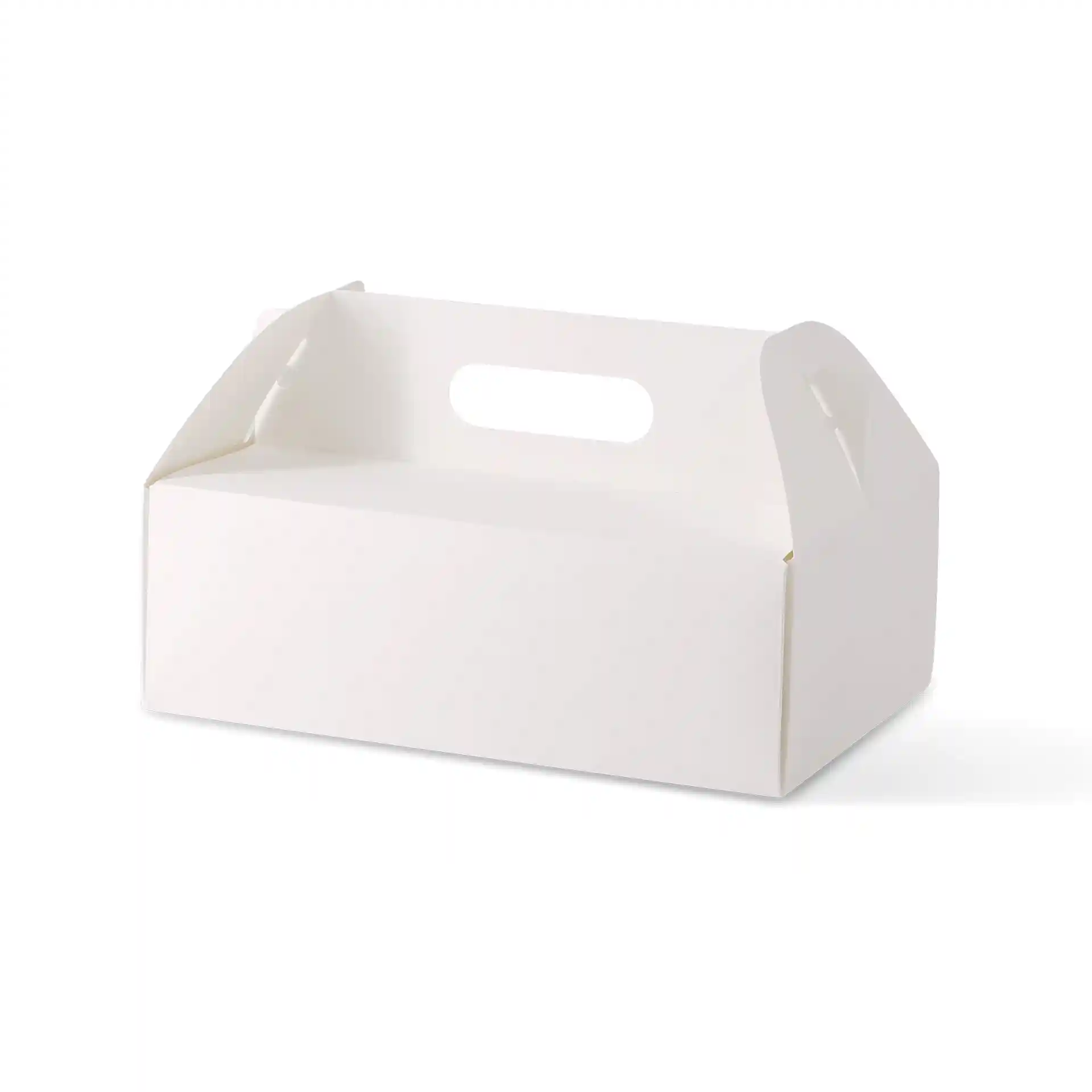 Kuchenbox aus Pappe mit Griff L, 26 x 17 x 9 cm, weiss, faltbar