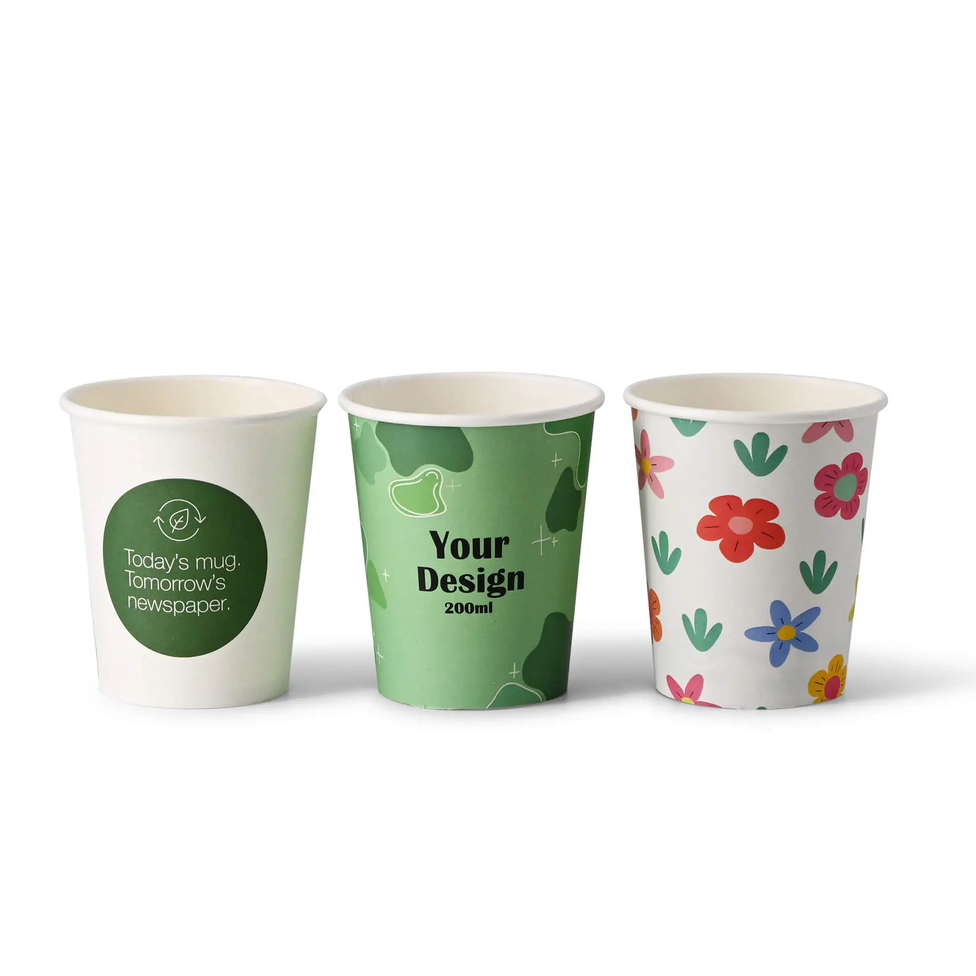 Gobelets personnalisés, paroi simple, 200 ml / 8 oz, blanc, PE
