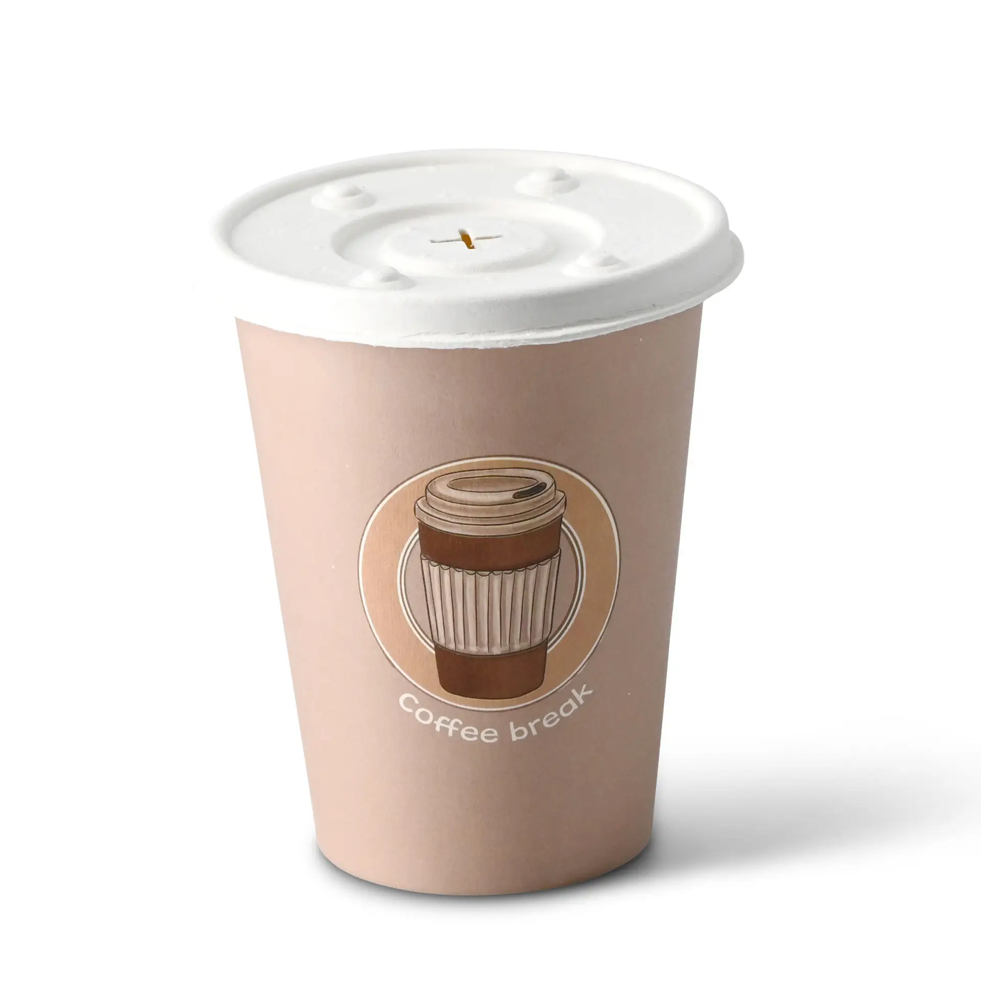 Gobelet en carton imprimé "Coffeebreak" 30 cl / 12 oz, Ø 80 mm, blanc