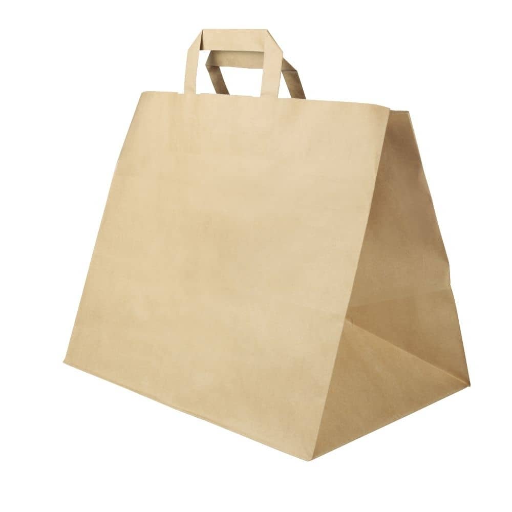Kraftpapier-Tragetaschen XXL, 32 x 22 x 27 cm, braun, breiter Boden