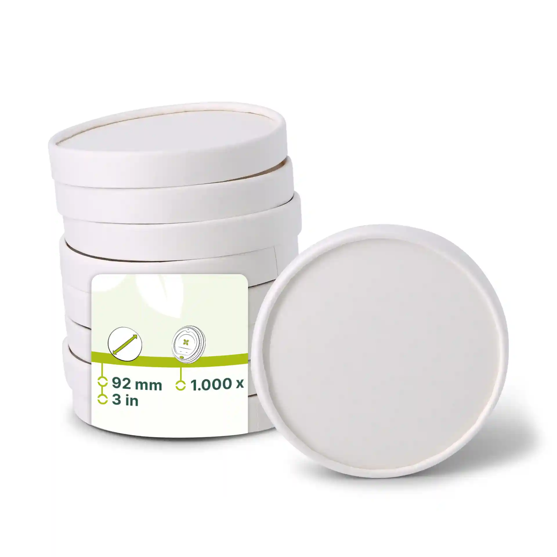 Couvercle en carton (revêtu de PE) Ø 92 mm, blanc (pour pots de glace)