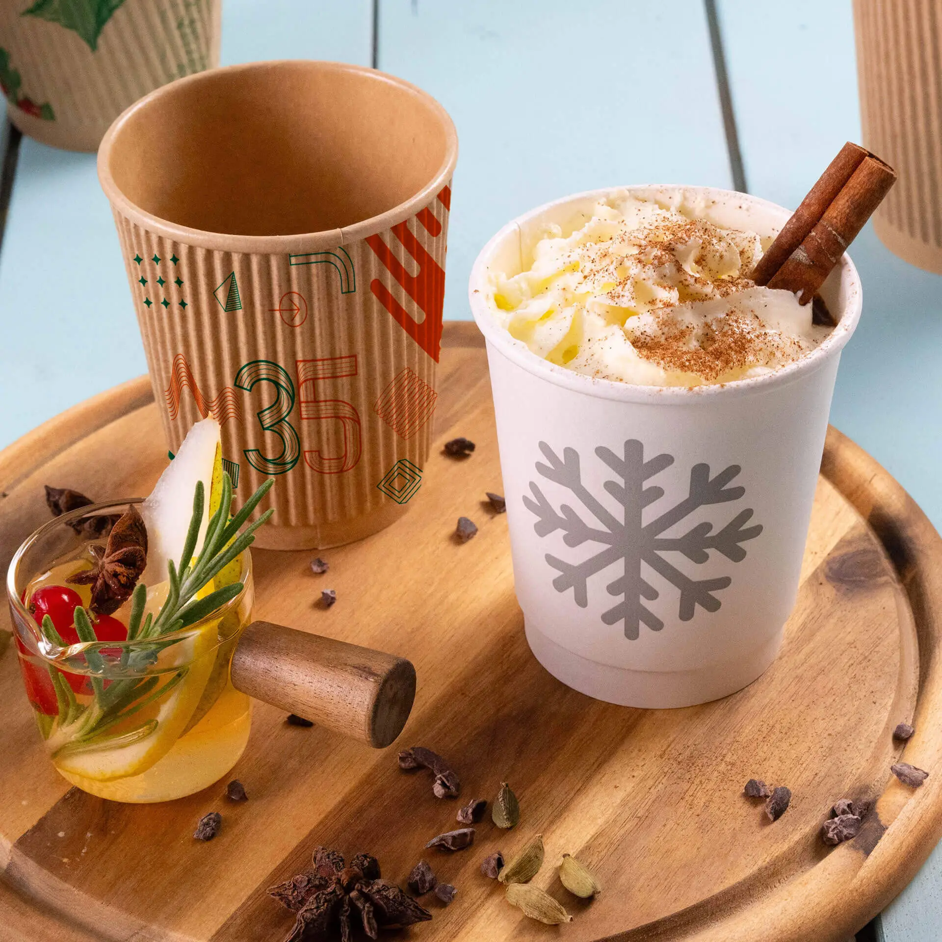 Gobelet à double paroi personnalisé, 200 ml / 8 oz, brun, enduit PE