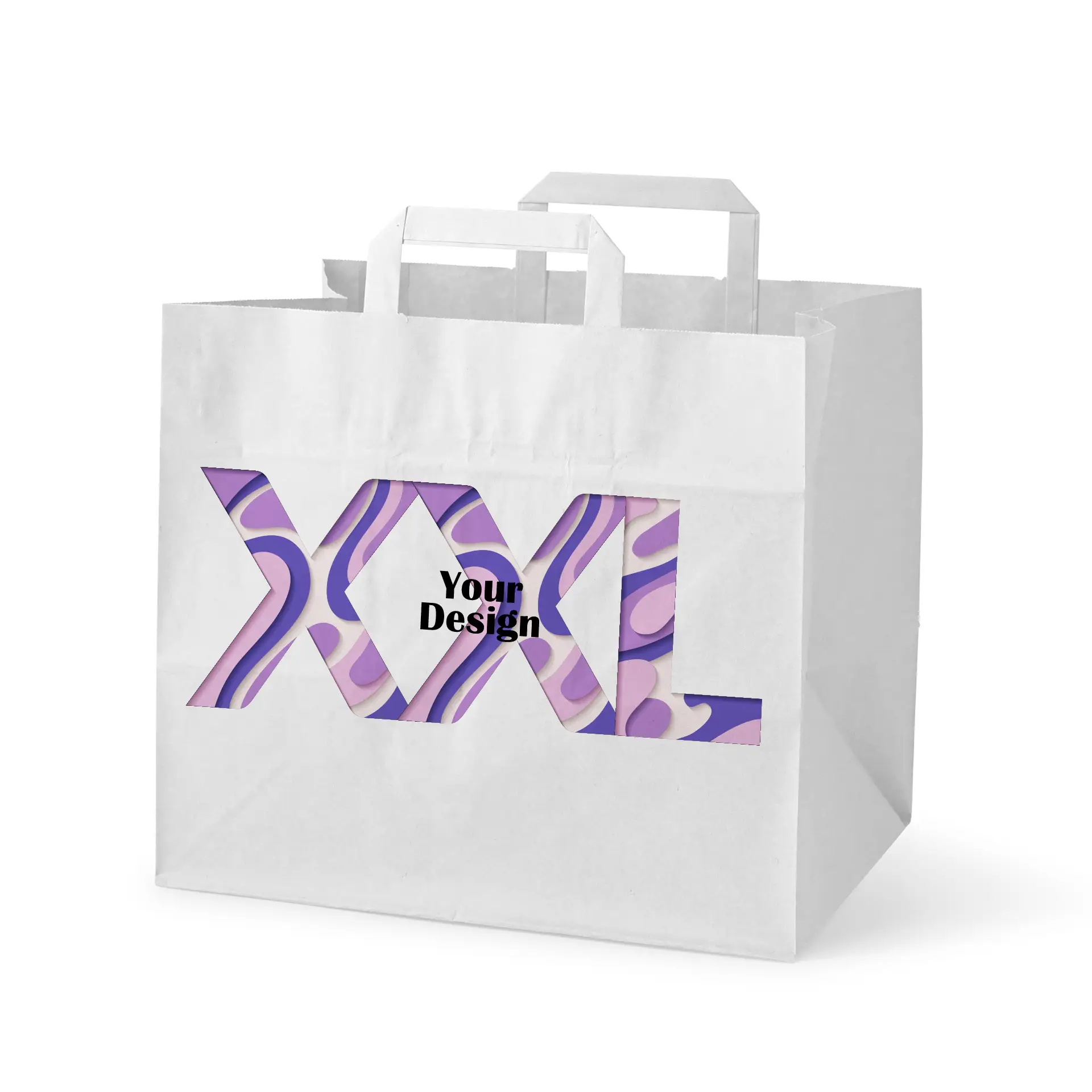 Papiertragetaschen bedrucken, XXL - 32 x 22 x 27 cm, weiss