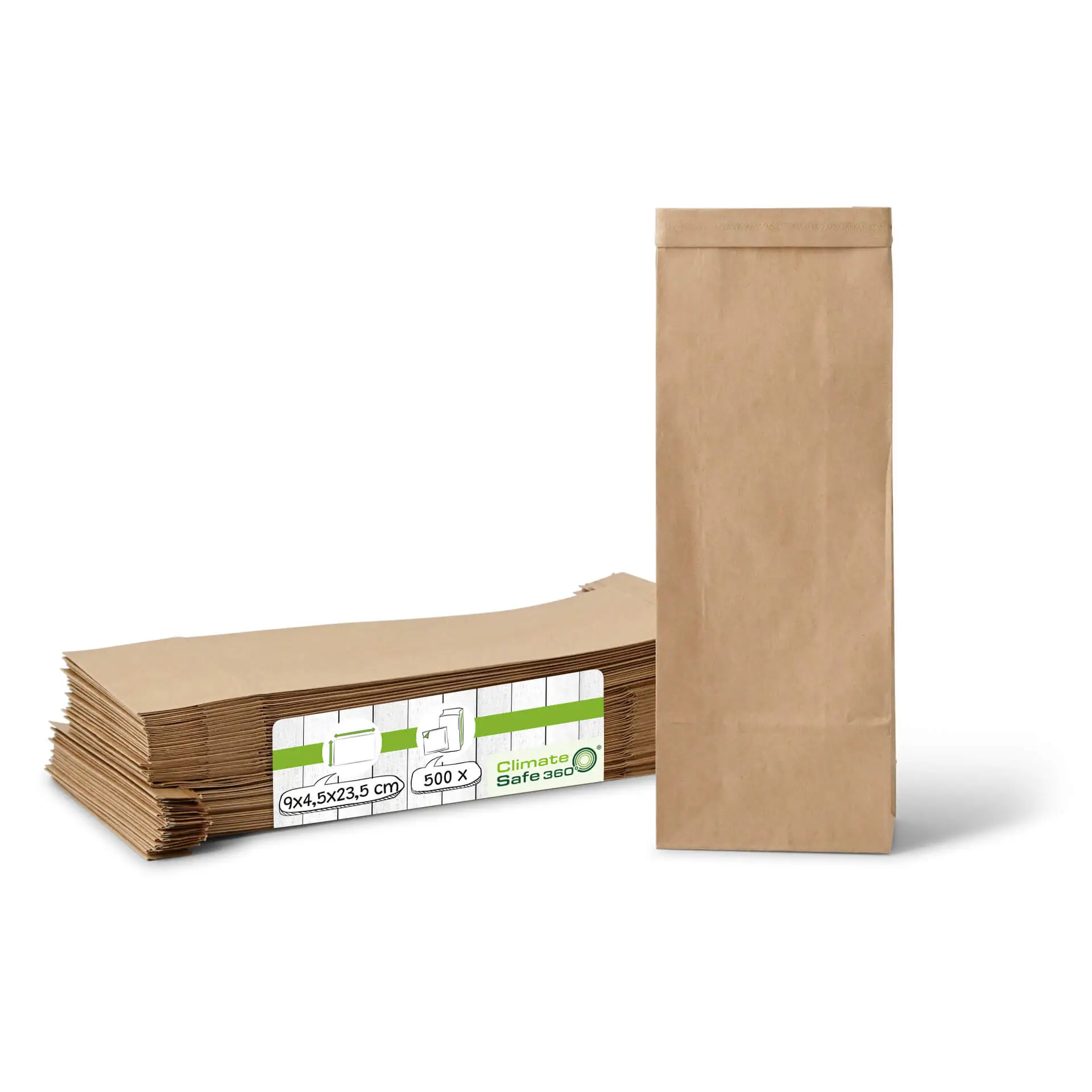 Sac SOS kraft brun S doublé de PP avec fermeture, 9 x 4,5 x 23,5 cm