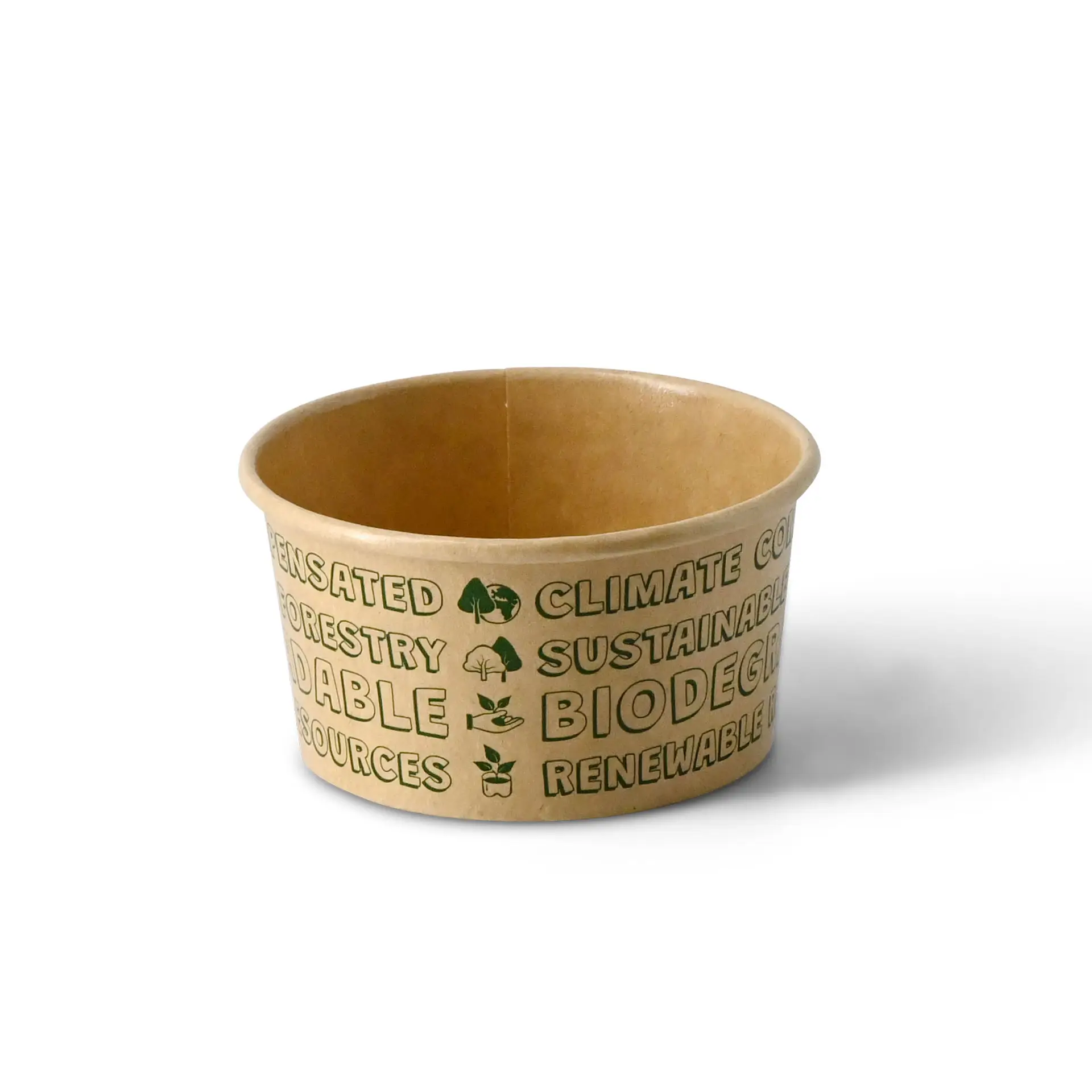 Gobelet en papier pour glace XS, 6 oz, max. 7,5 oz, Ø 92 mm, brun, EcoUp