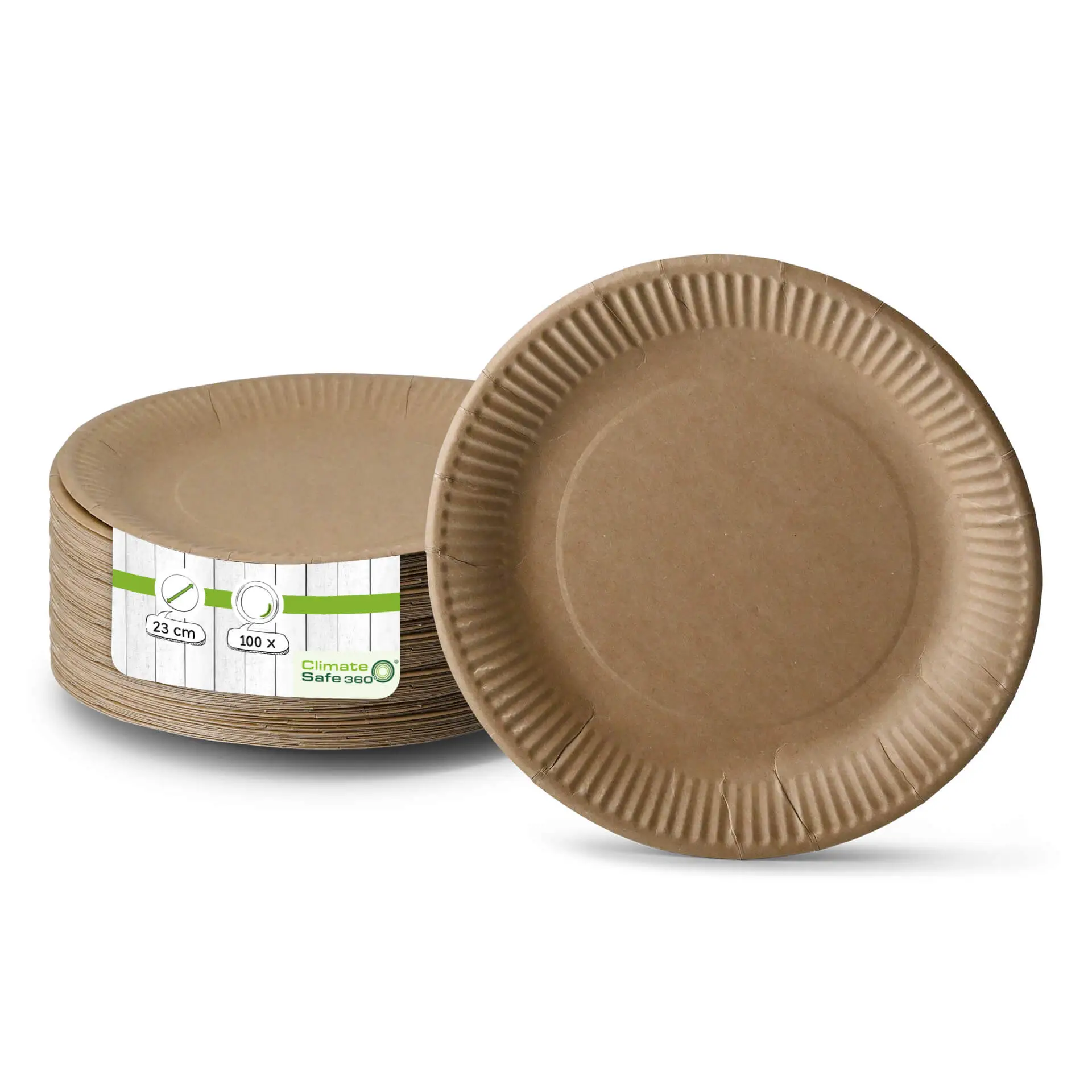 Pappteller Ø 23 cm, braun, rund Pappteller Ø 23 cm, braun, rund