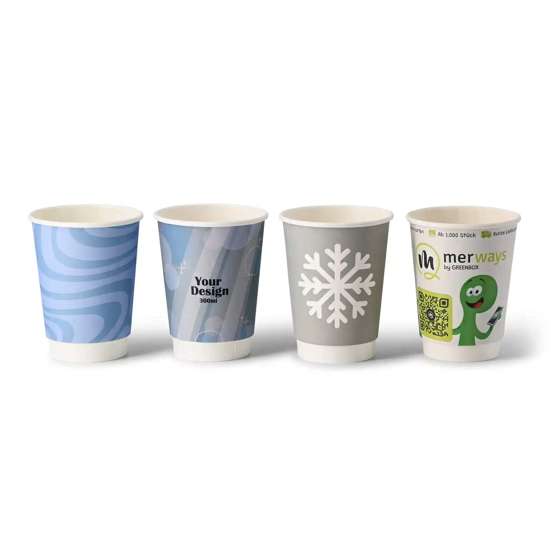 Gobelets personnalisés en carton, double paroi, 300 ml / 12 oz, brillant, PE
