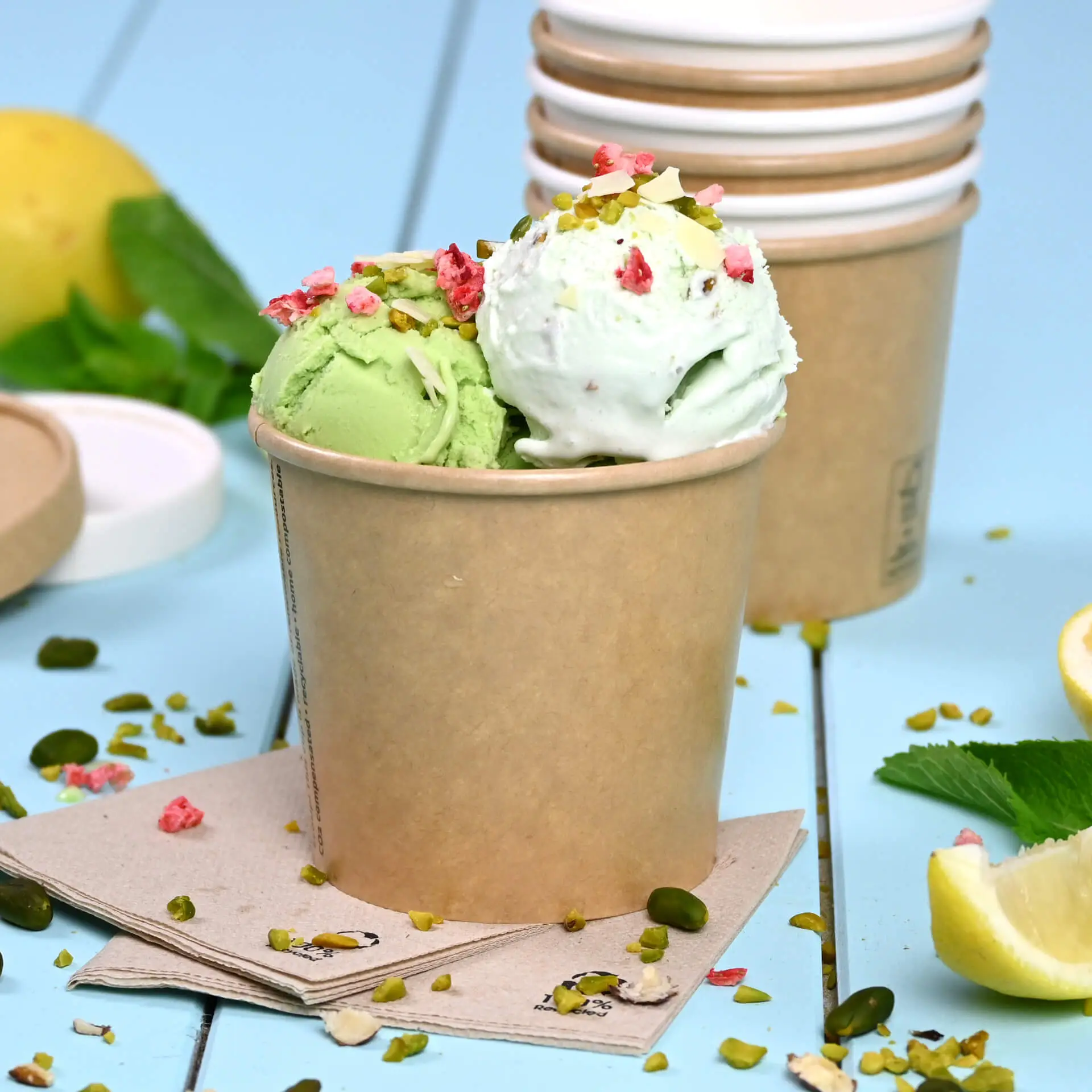 Pot à glace en carton L, 10 oz, max. 12 oz, Ø 92 mm, brun dfc067851-eisbecher-aus-pappe-l-250-ml-max-350-ml-92-mm-braun-6
