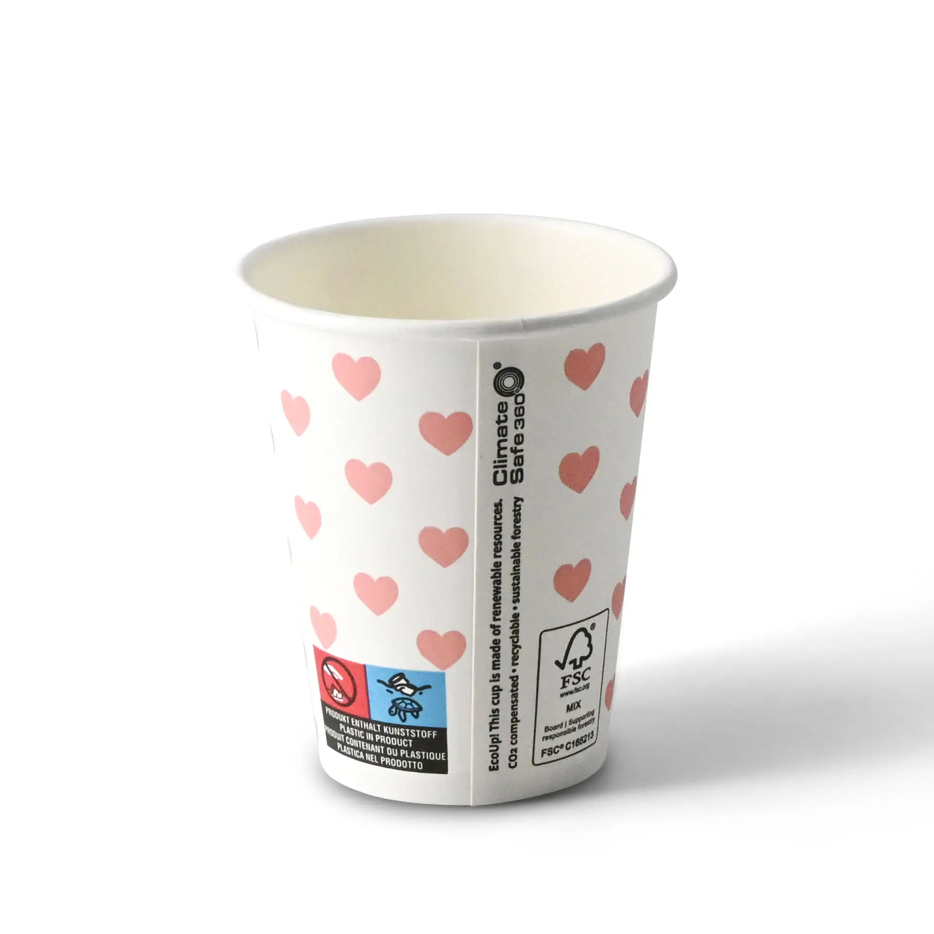 Pappbecher bedruckt "Hearts" (beschichtet) 200 ml / 8 oz, Ø 80 mm, weiss con10032-01-1-pappbecher-bedruckt-hearts-beschichtet-200-ml-8-oz-80-mm-weiss-1