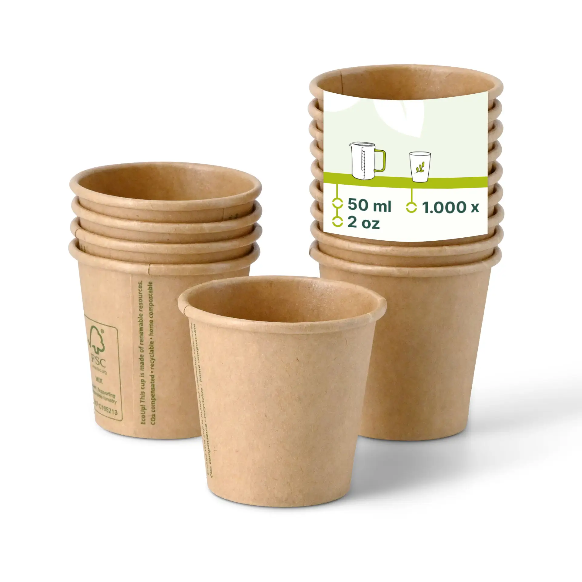 Gobelets en carton 5 cl / 2 oz, Ø 50 mm, blanc