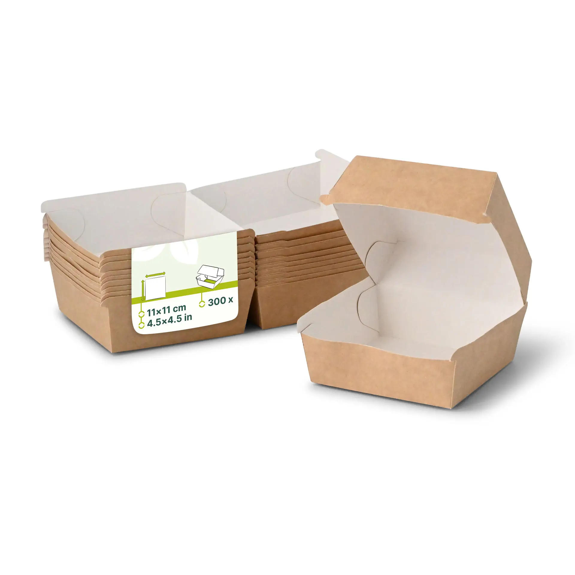 Burgerboxen 11 x 11 x 8 cm, braun-weiss Burgerboxen 11 x 11 x 8 cm, braun-weiss