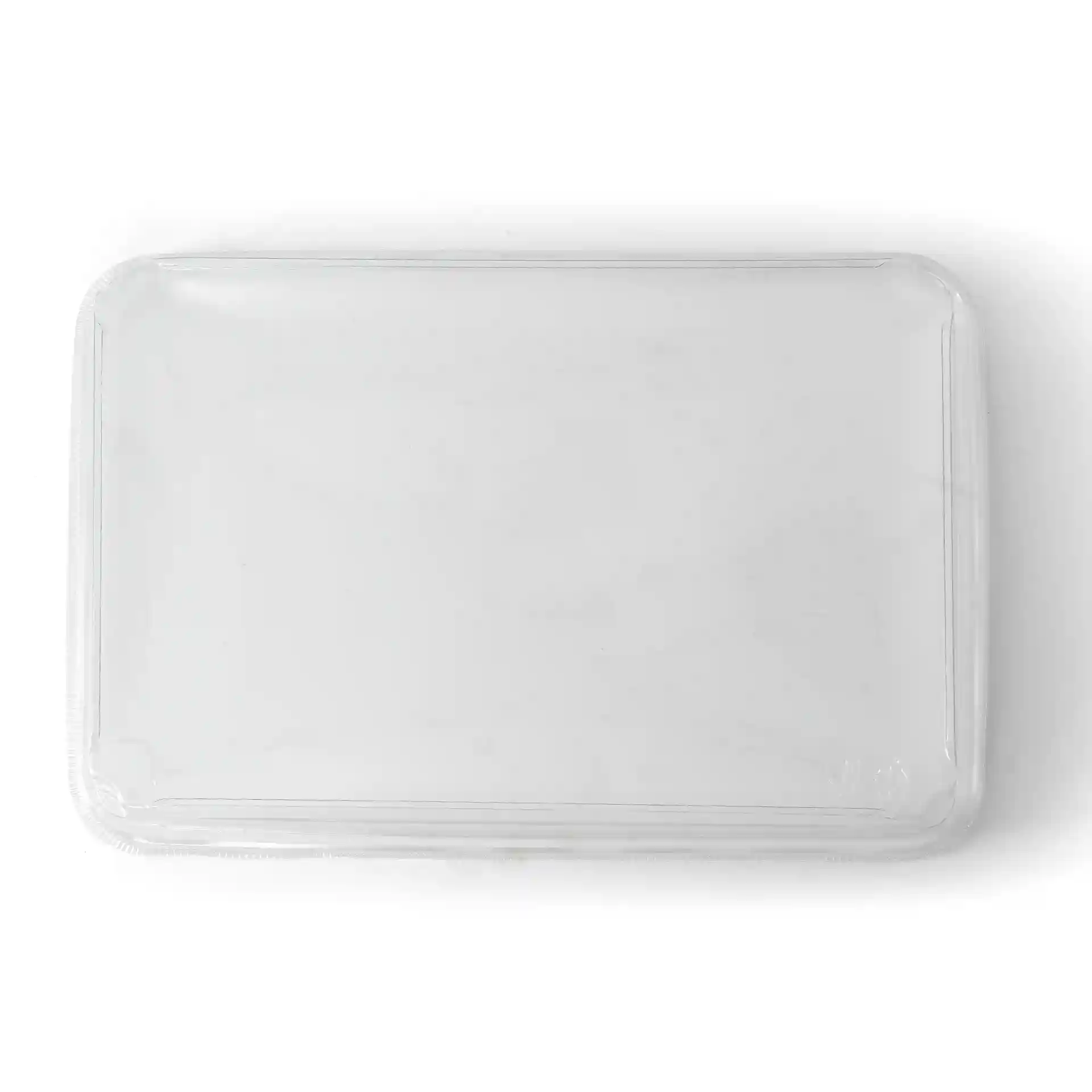 Transparenter PET-Deckel für Sushi-Boxen, 25,5 x 18 x 3 cm, mit einer Höhe von 3,5 cm.