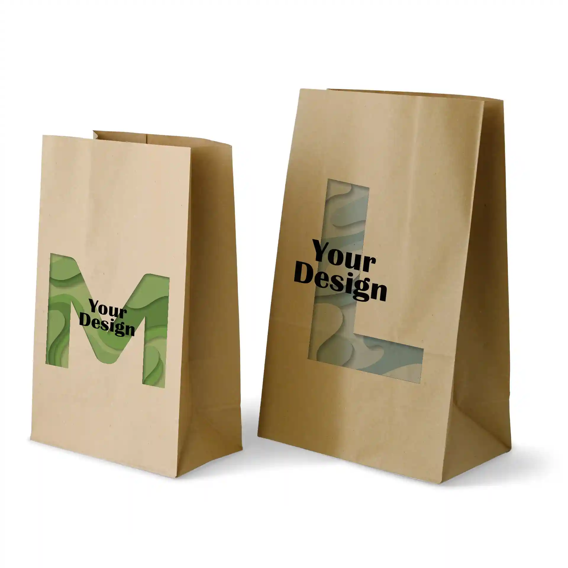 Papiertaschen bedrucken (ohne Henkel), M - 22 x 12 x 36 cm, braun