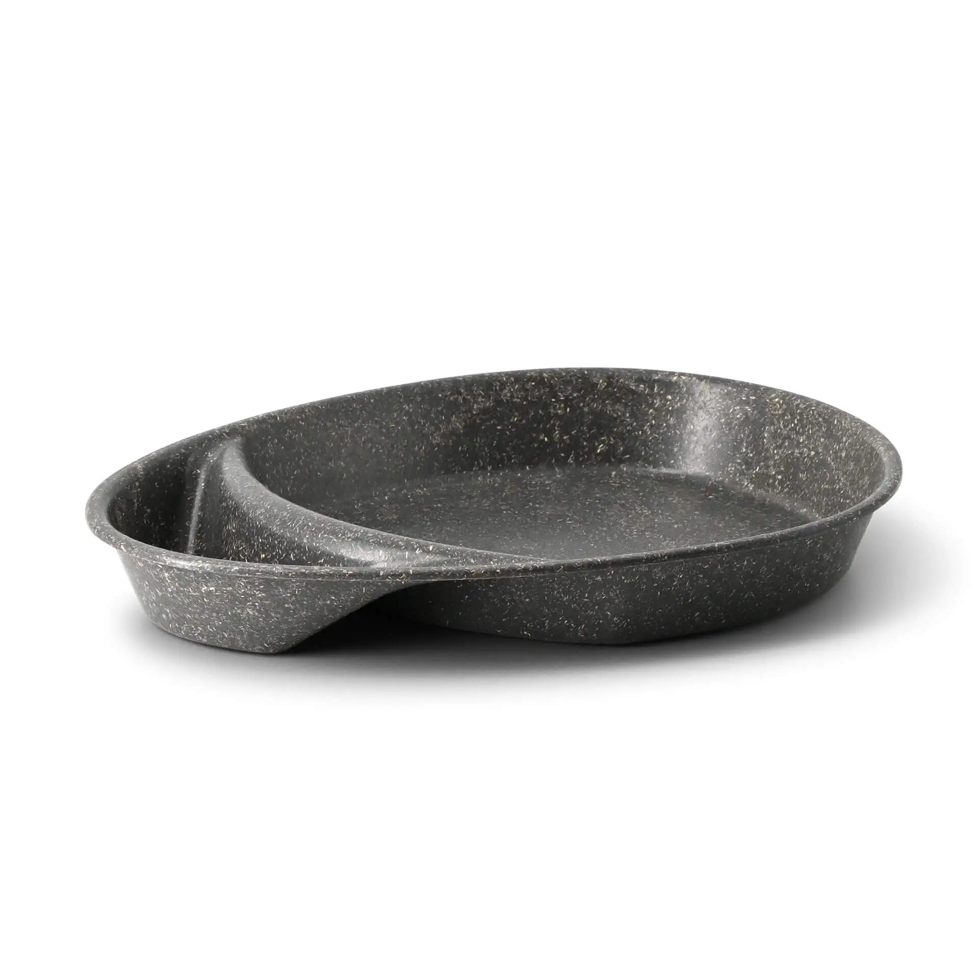 Assiette repas réutilisable « merways Plate » poivre / gris 27,5 x 20 x 3,5 cm, 2 compartiments, ovale dfc008581-mehrweg-menueteller-merways-plate-275-x-20-x-35-cm-2-kammern-tropfenfoermig-pfeffer-grau-1
