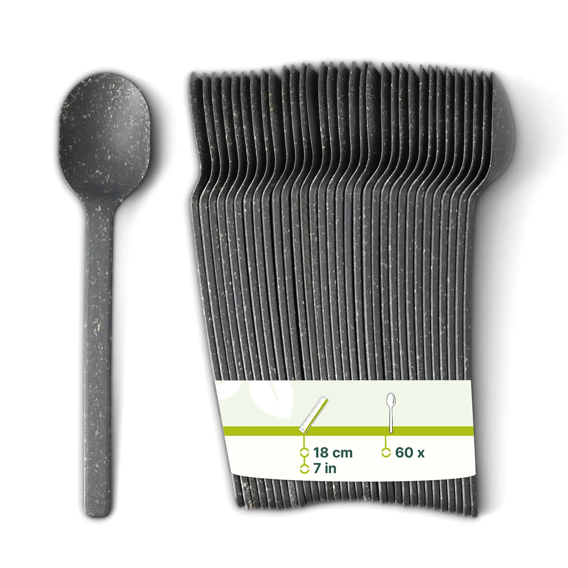 Mehrweg Löffel "merways Cutlery" 18 cm, Pfeffer / grau