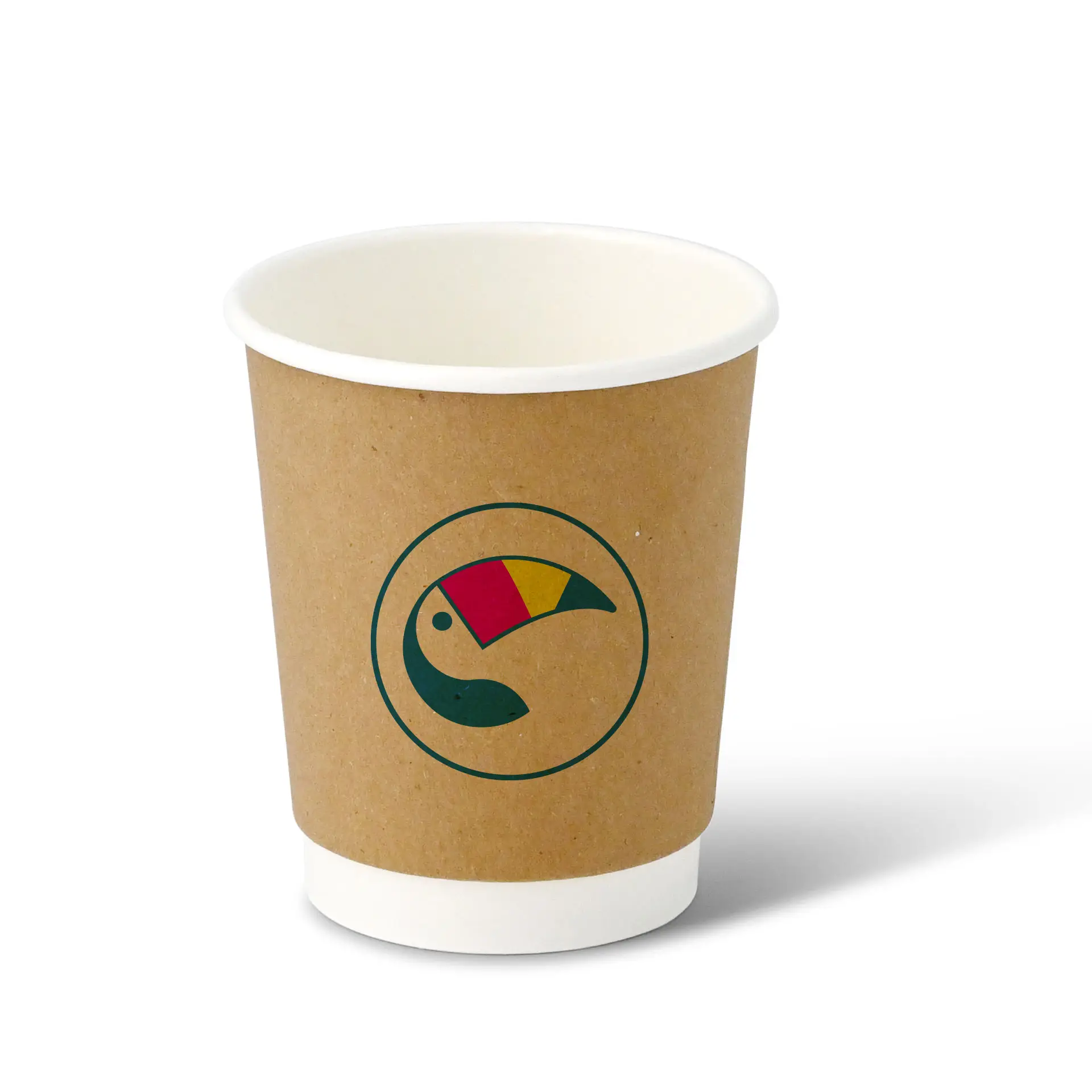 Gobelets en papier imprimés (double paroi) 200 ml / 8 oz, double paroi, marron / blanc, mat, revêtement PE