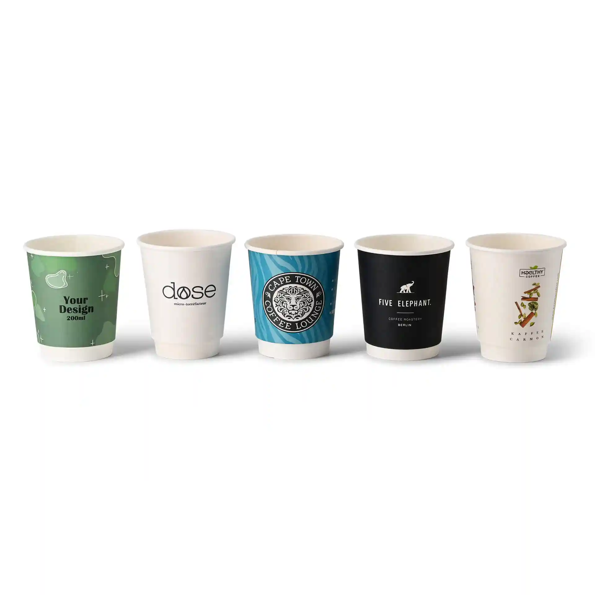 Gobelets personnalisés en carton, double paroi, 200 ml / 8 oz, blanc, mat, bio