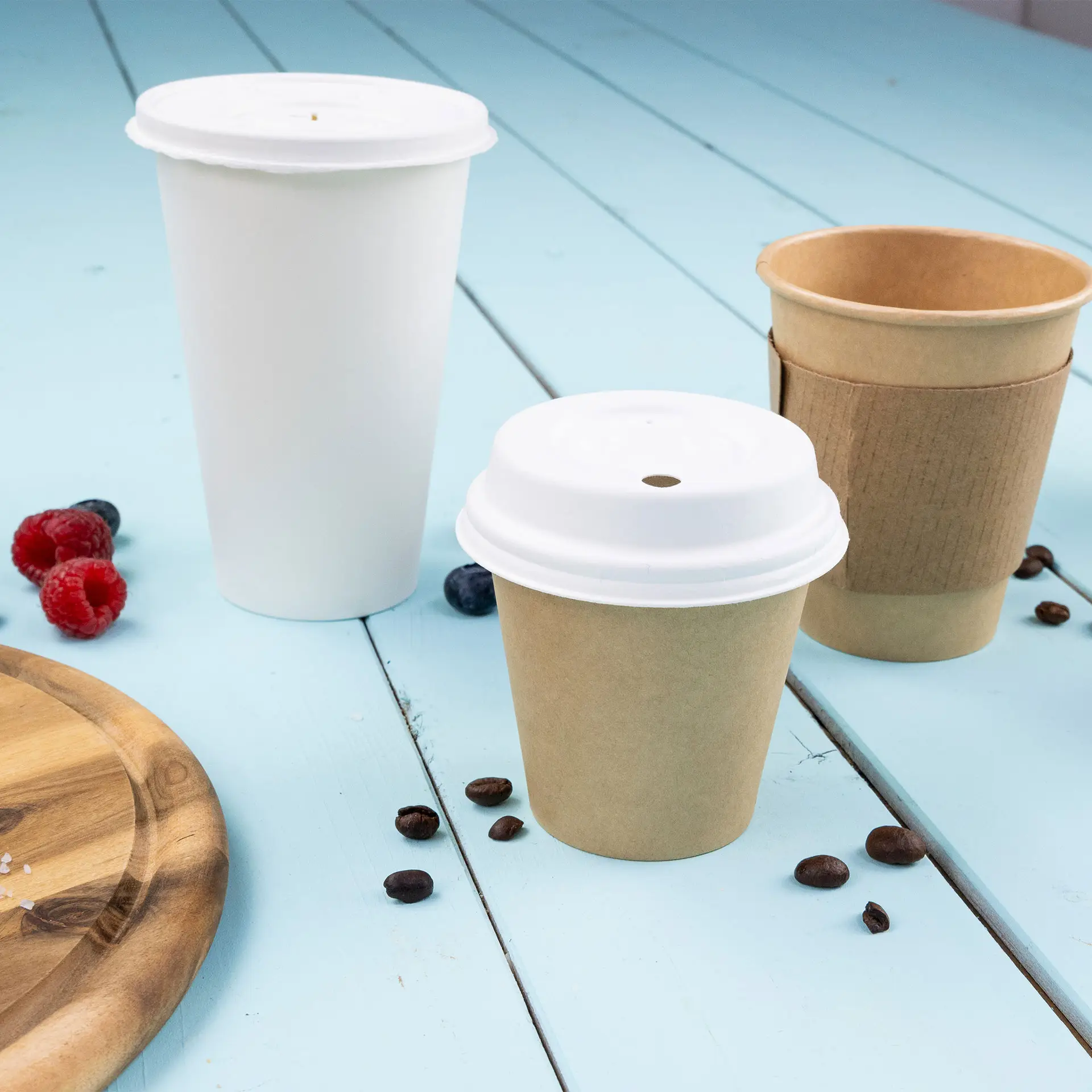 Pappbecher 400 ml / 16 oz, Ø 90 mm, einwandig, weiss, PLA-beschichtet