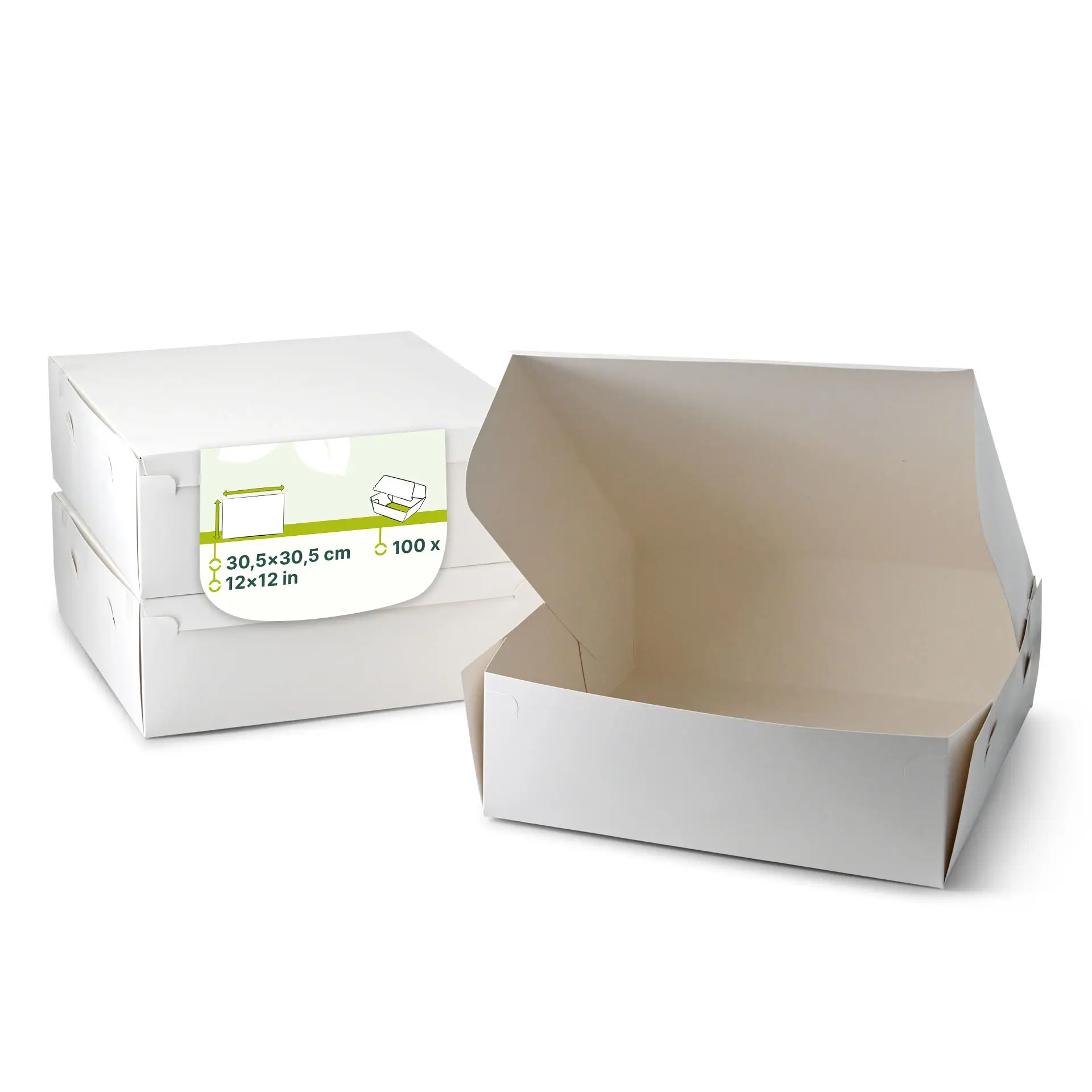 Tortenkarton L, 30,5 x 30,5 x 10 cm, weiss Tortenkarton L, 30,5 x 30,5 x 10 cm, weiss
