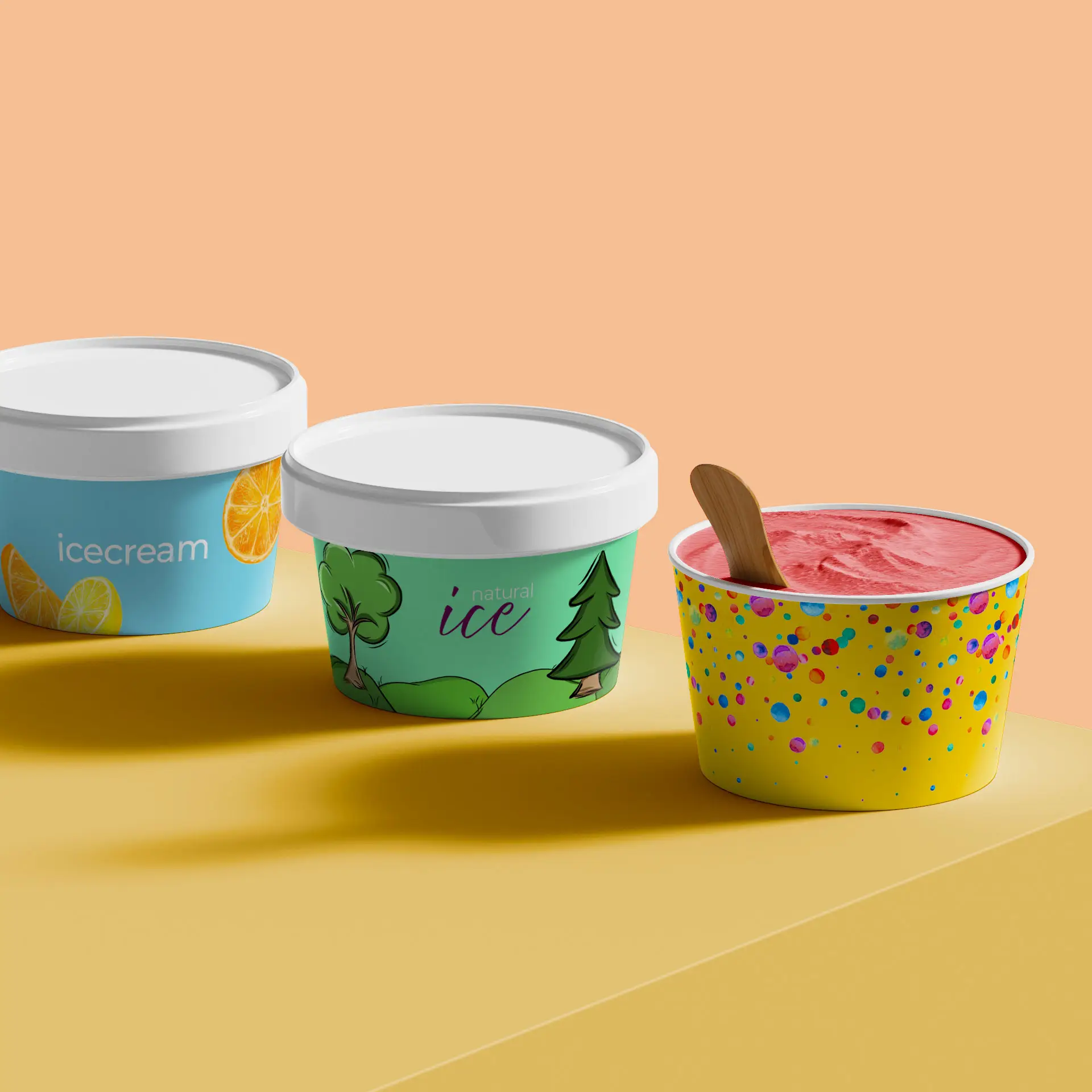Pots à glace en carton personnalisé, 75 ml / 3 oz, mat