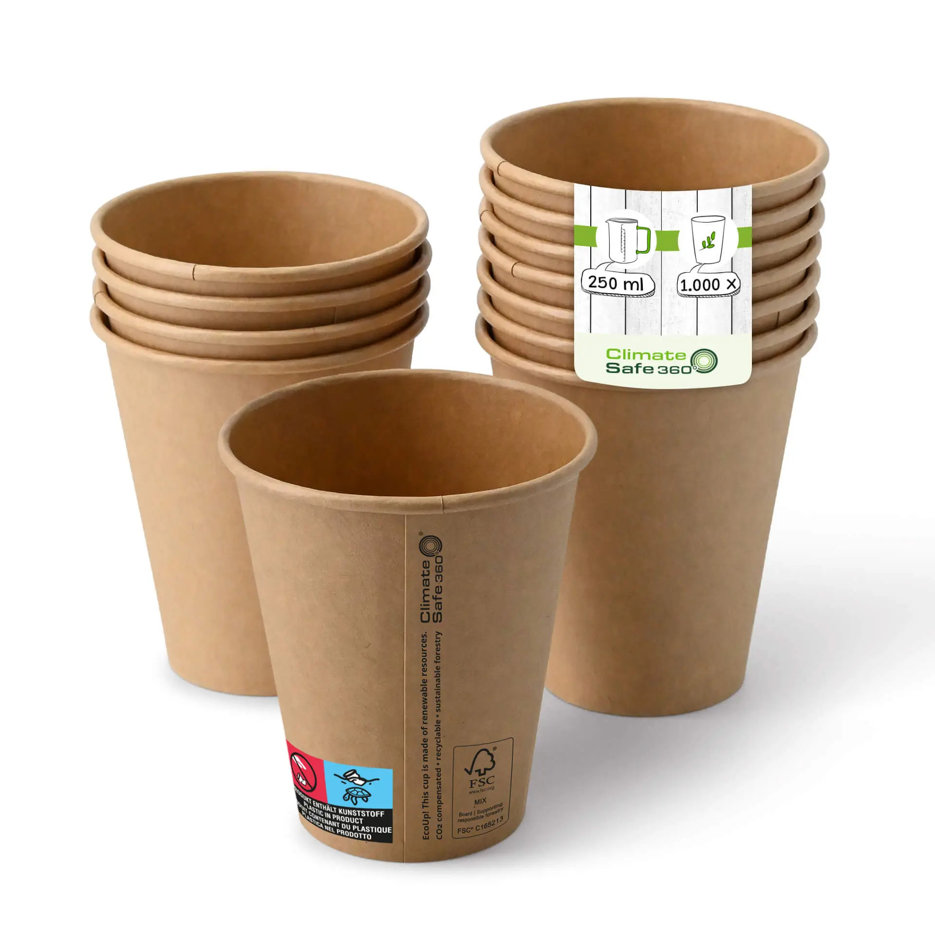 Gobelet en carton (revêtu de PE) 25 cl / 10 oz, Ø 90 mm, brun con10012-01-0-pappbecher-beschichtet-250-ml-10-oz-90-mm-braun