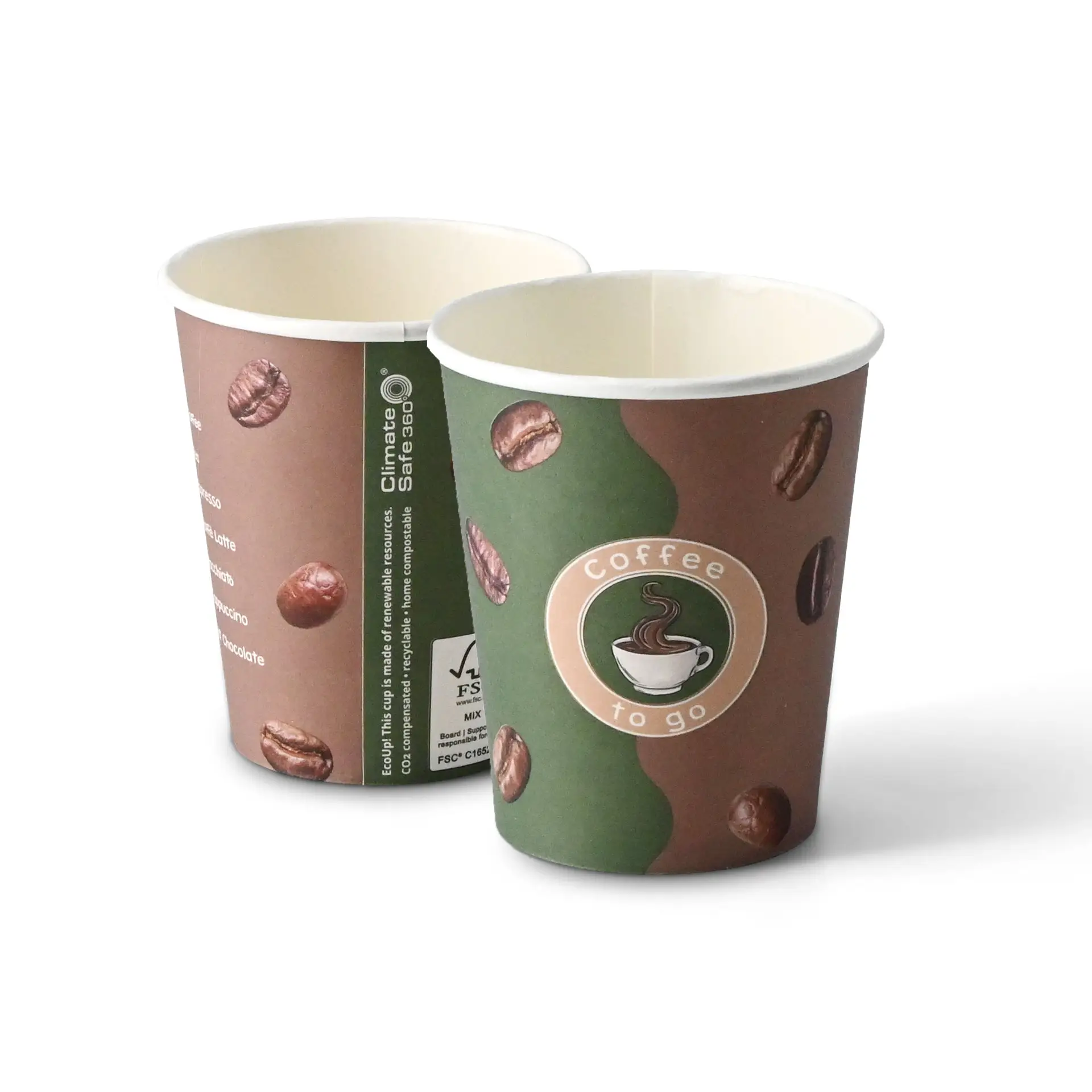 Gobelet en carton imprimé "Café" 20 cl / 8 oz, Ø 80 mm