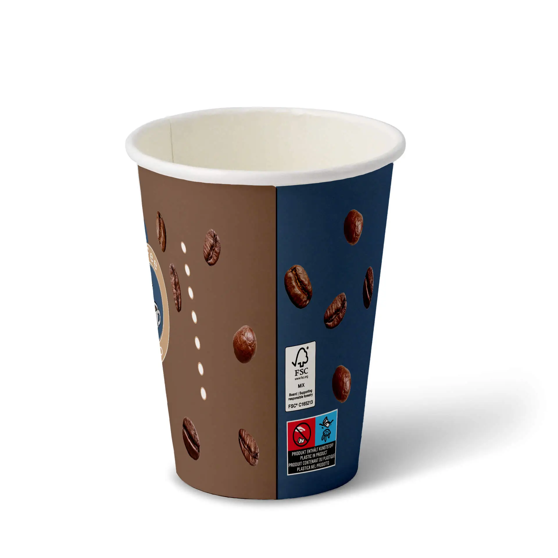 Pappbecher bedruckt "Kaffee" 300 ml / 12 oz, Ø 80 mm, weiss Pappbecher bedruckt "Kaffee" 300 ml / 12 oz, Ø 80 mm, weiss